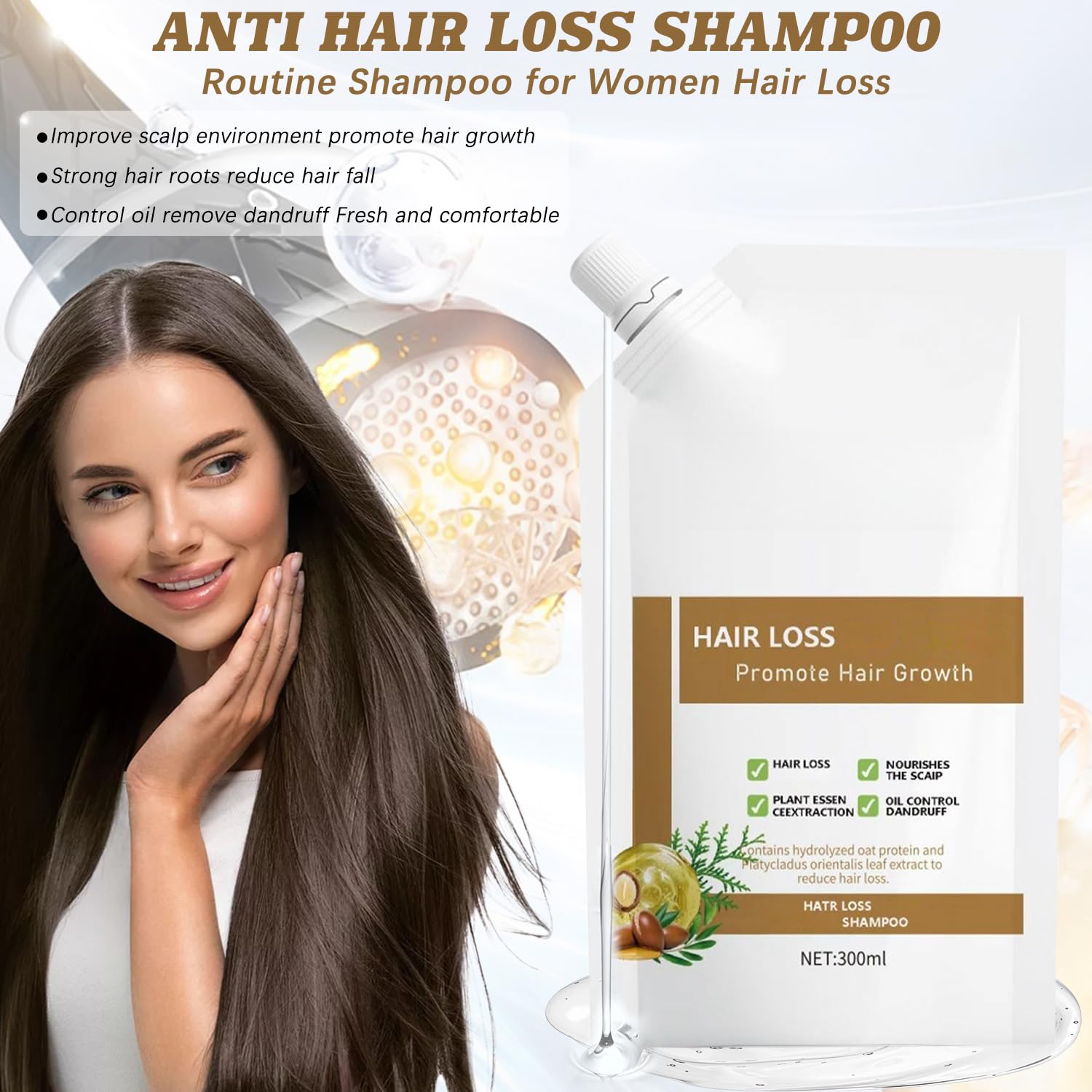 CidnMatd 300ML Anti-Hair Fall Shampoo – Plant-Extract Moisturizing Hair Growth Support for Women & Men