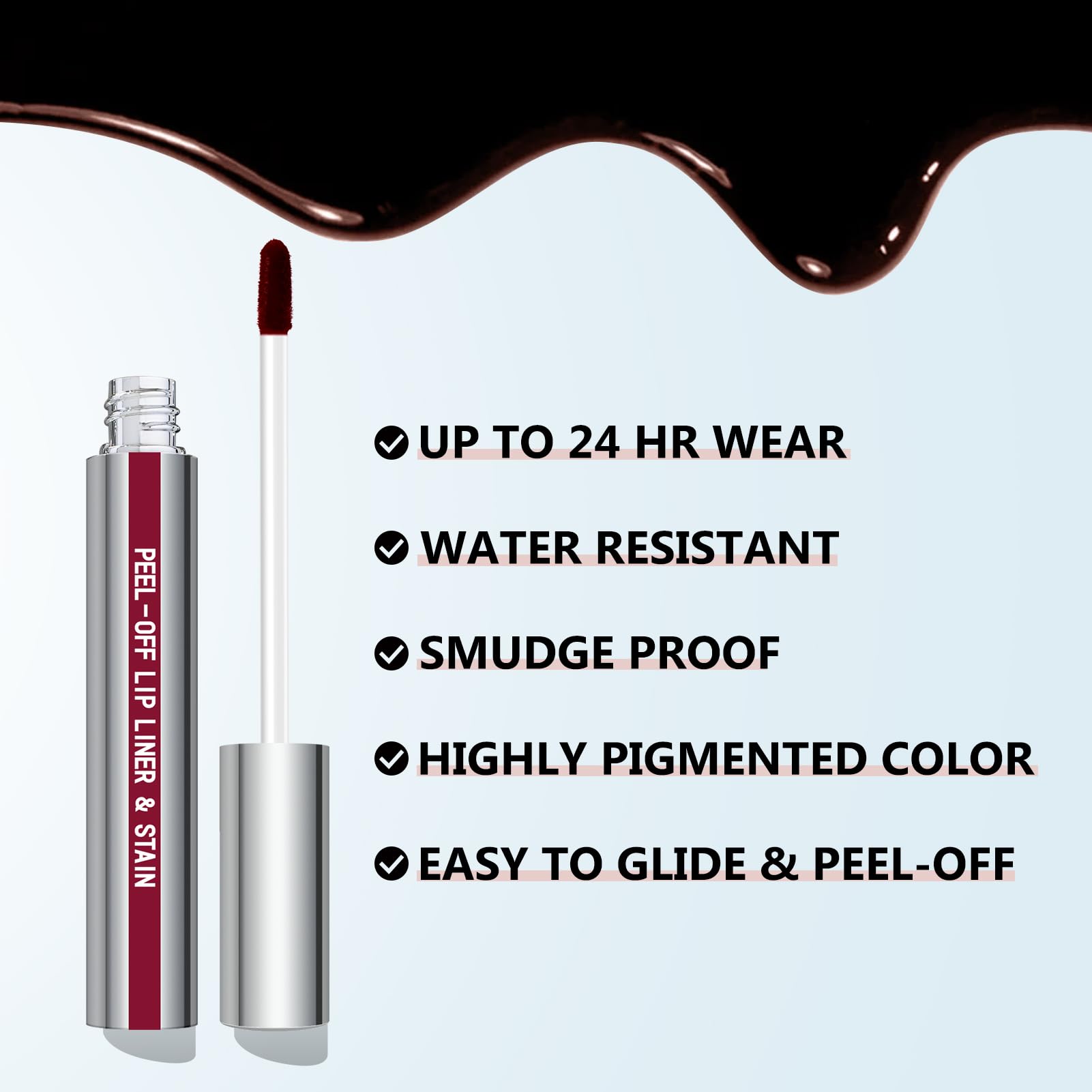 Cilrofelr Peel Off Lip Liner Stain – Berry, Long-Wear Matte Lip Color with Tweezer