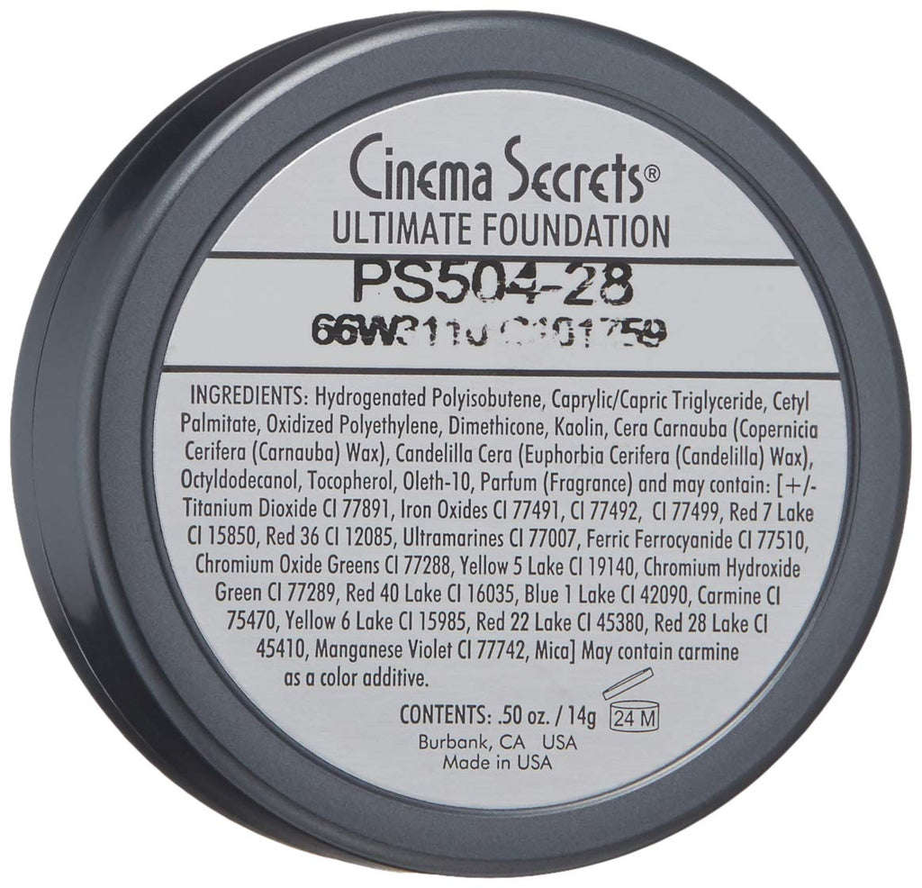 Cinema Secrets Ultimate Foundation Single 504-28 – Buildable Pro Cream with Light-Med Beige-Pink Undertones
