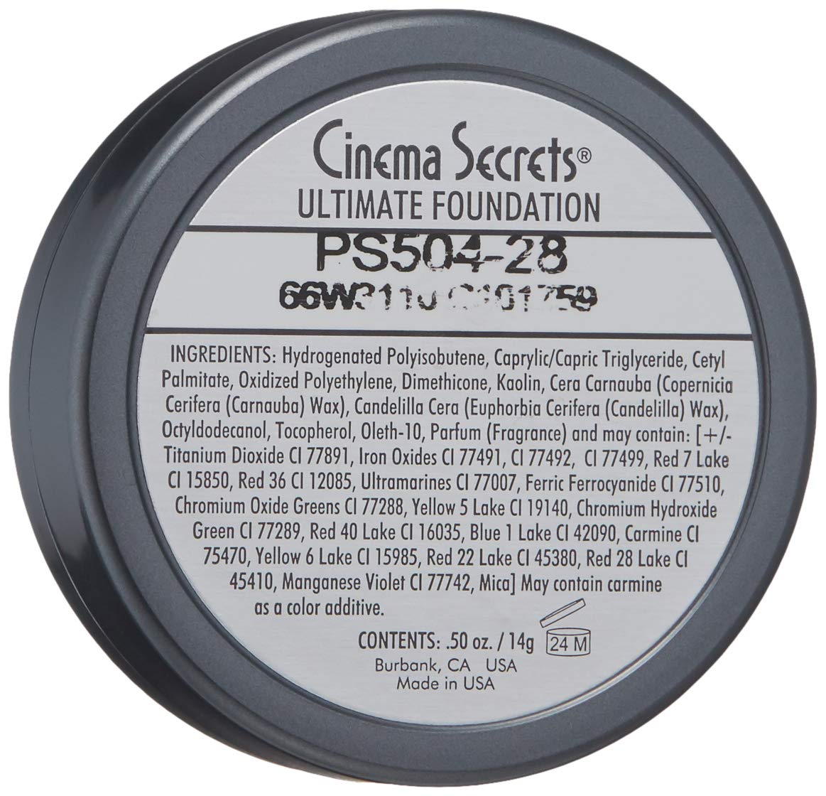 Cinema Secrets Ultimate Foundation Single 504-28 – Buildable Pro Cream with Light-Med Beige-Pink Undertones