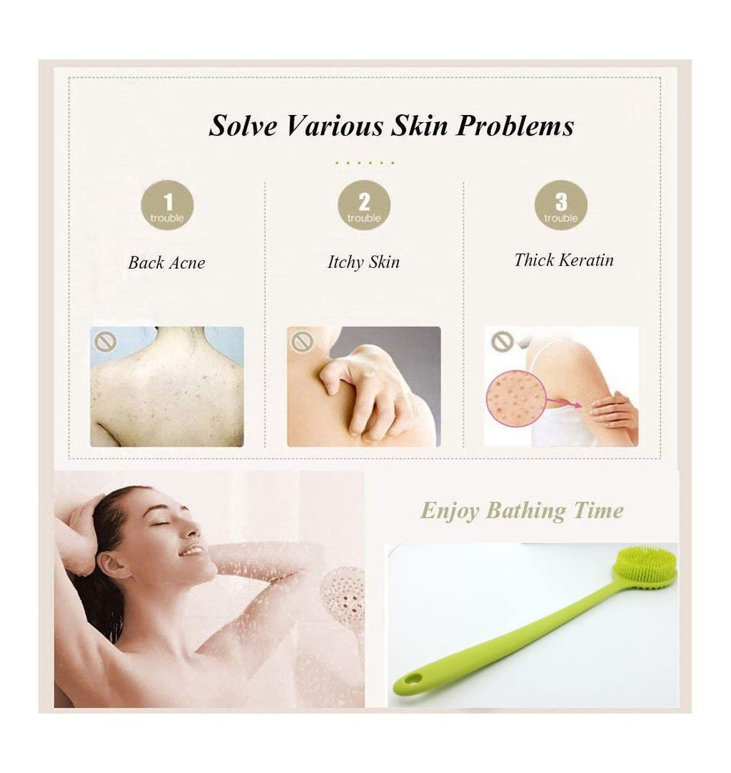Cinlitek Silicone Body Scrubber – Long-Handle Back Scrubber for Shower