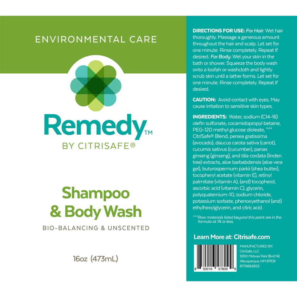 CitriSafe Remedy Bio-Balancing Shampoo & Body Wash – Fragrance-Free, 16 oz