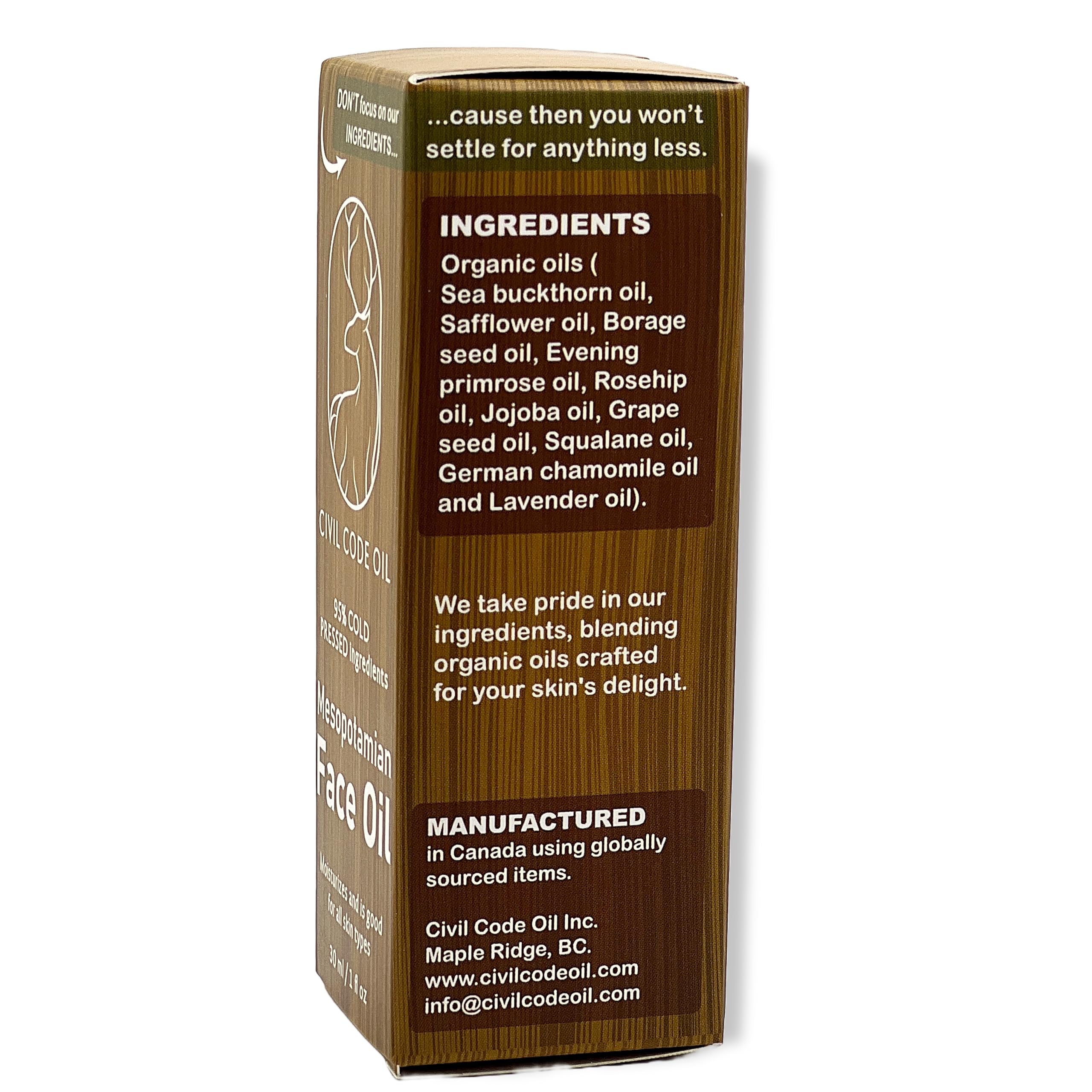 Civil Code Mesopotamian Face Oil – Organic Hydrating Facial Oil with Sea Buckthorn & Lavender – 1oz
