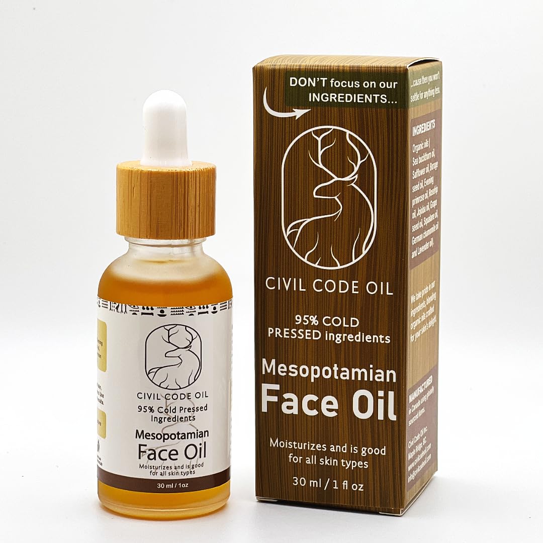 Civil Code Mesopotamian Face Oil – Organic Hydrating Facial Oil with Sea Buckthorn & Lavender – 1oz
