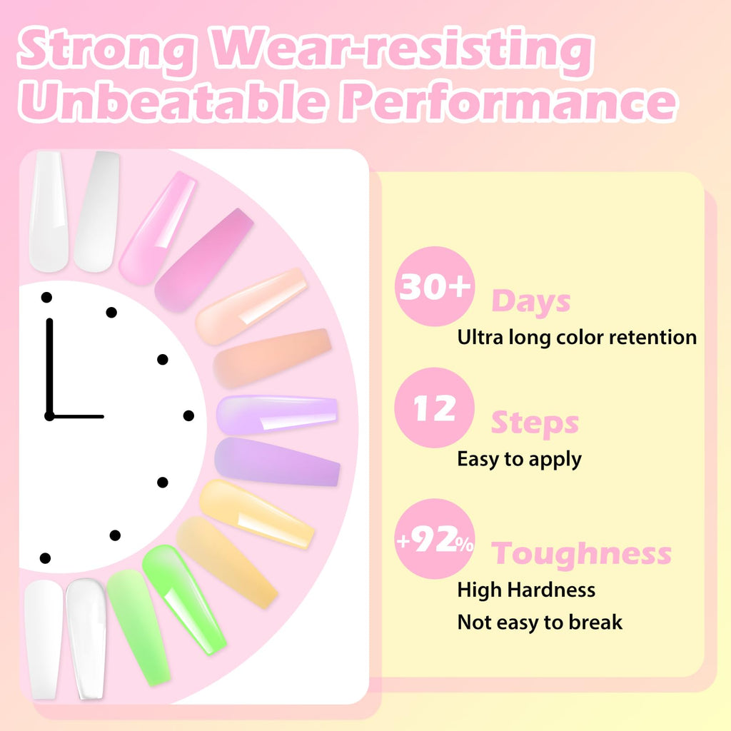 Clara Colors Polygel Extension Gel Nail Kit – 8 Colors + 48W Nail Lamp | All-in-One Starter Kit