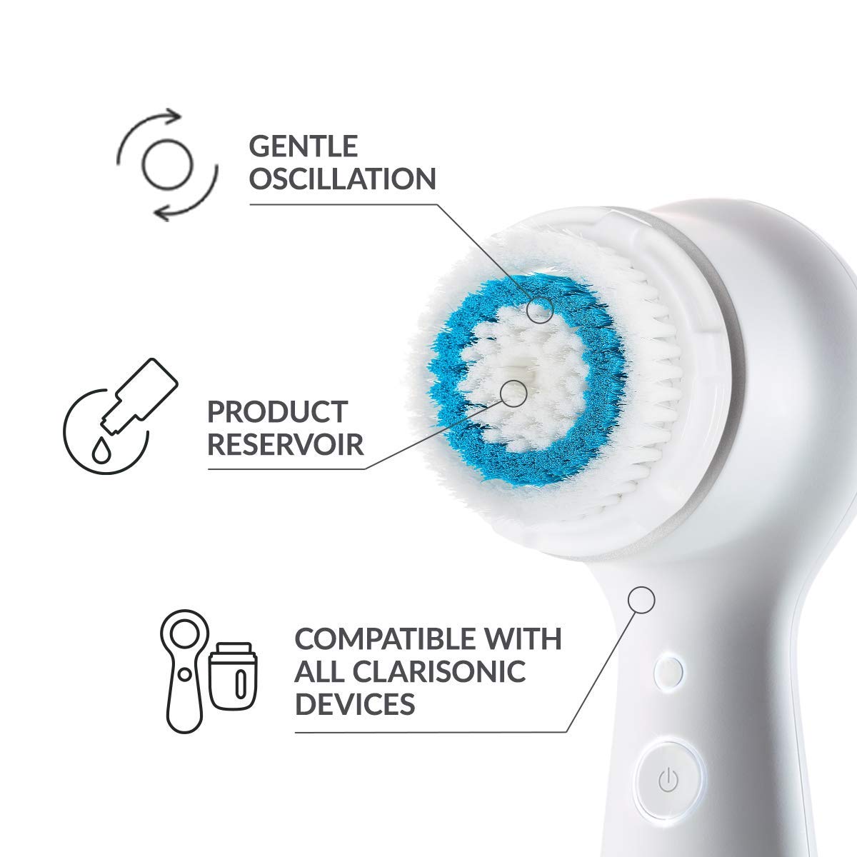 Clarisonic Deep Pore Brush Head Replacements – 4 Pack for Mia 1/2, Mia Fit, Alpha Fit, Smart Profile Uplift