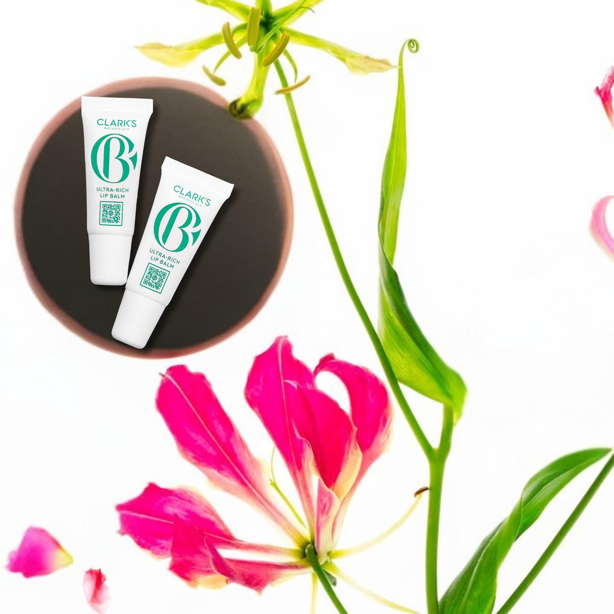 Clark's Botanicals Mini Ultra Rich Lip Balm | Plumping Moisturizer with Collagen, Shea, Mango & Avocado Butter + Vitamin E | 0.14 fl oz (Pack of 2)