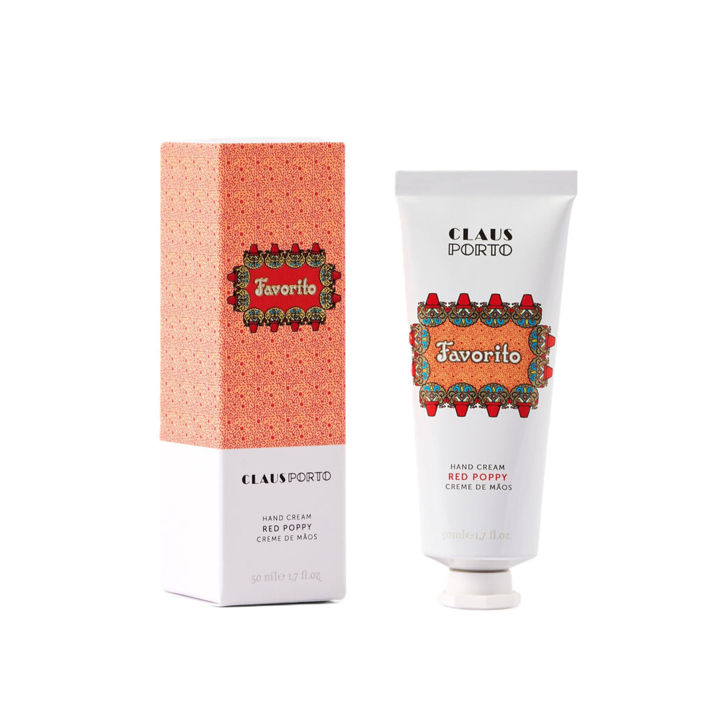 Claus Porto Favorito Red Poppy Hand Cream – Silky, Fast-Absorbing, 50ml (New Packaging)