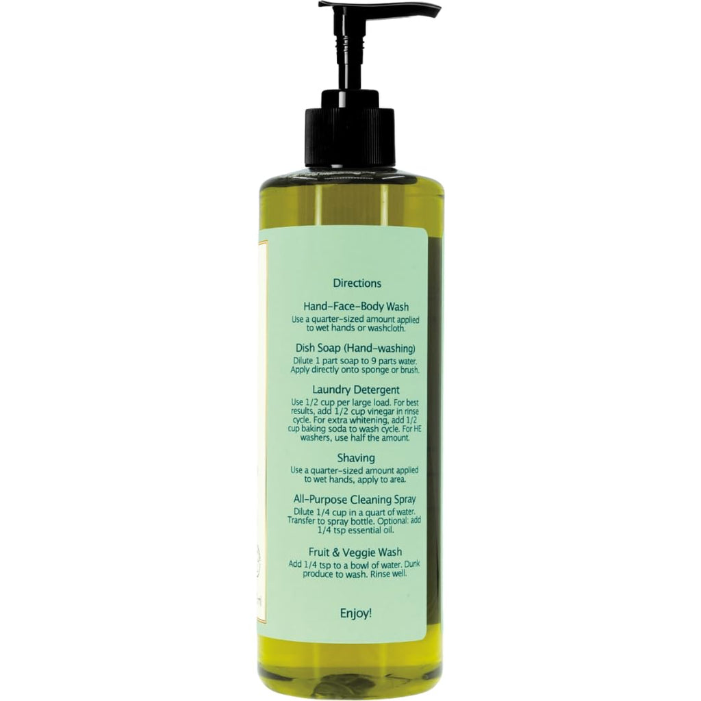 Claya Liquid Castile Soap – Organic, Biodegradable, Gentle for Sensitive Skin (16 fl oz, Laurel Berry)