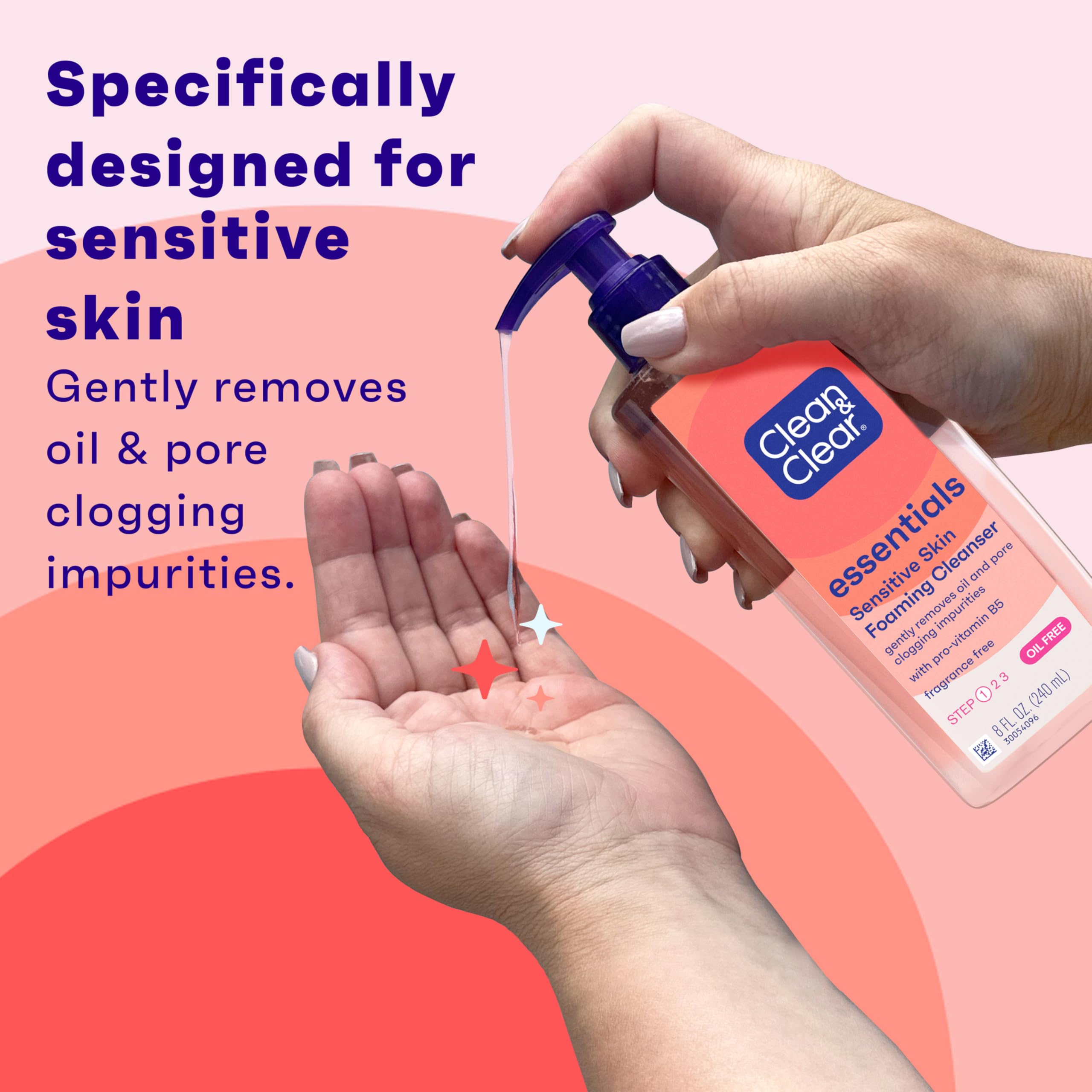 Clean & Clear Essentials Oil-Free Foaming Facial Cleanser with Pro-Vitamin B5 – 8 fl oz