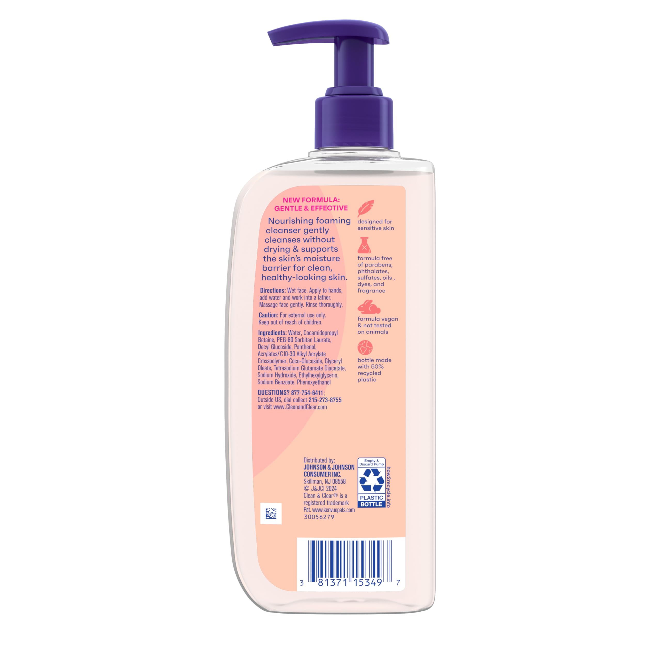 Clean & Clear Essentials Oil-Free Foaming Facial Cleanser with Pro-Vitamin B5 – 8 fl oz