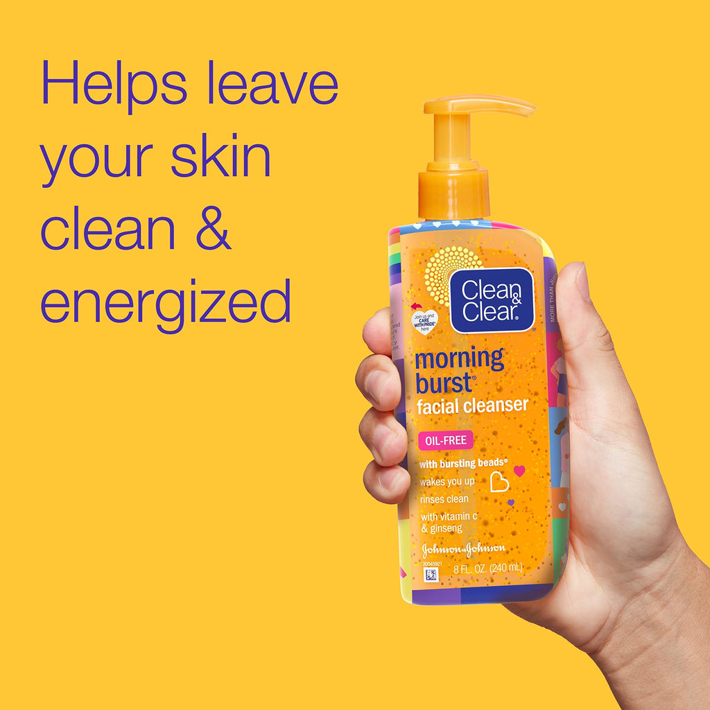 Clean & Clear Morning Burst Oil-Free Facial Cleanser – Vitamin C & Ginseng, 2-Pack, Pride Edition, 8 fl oz