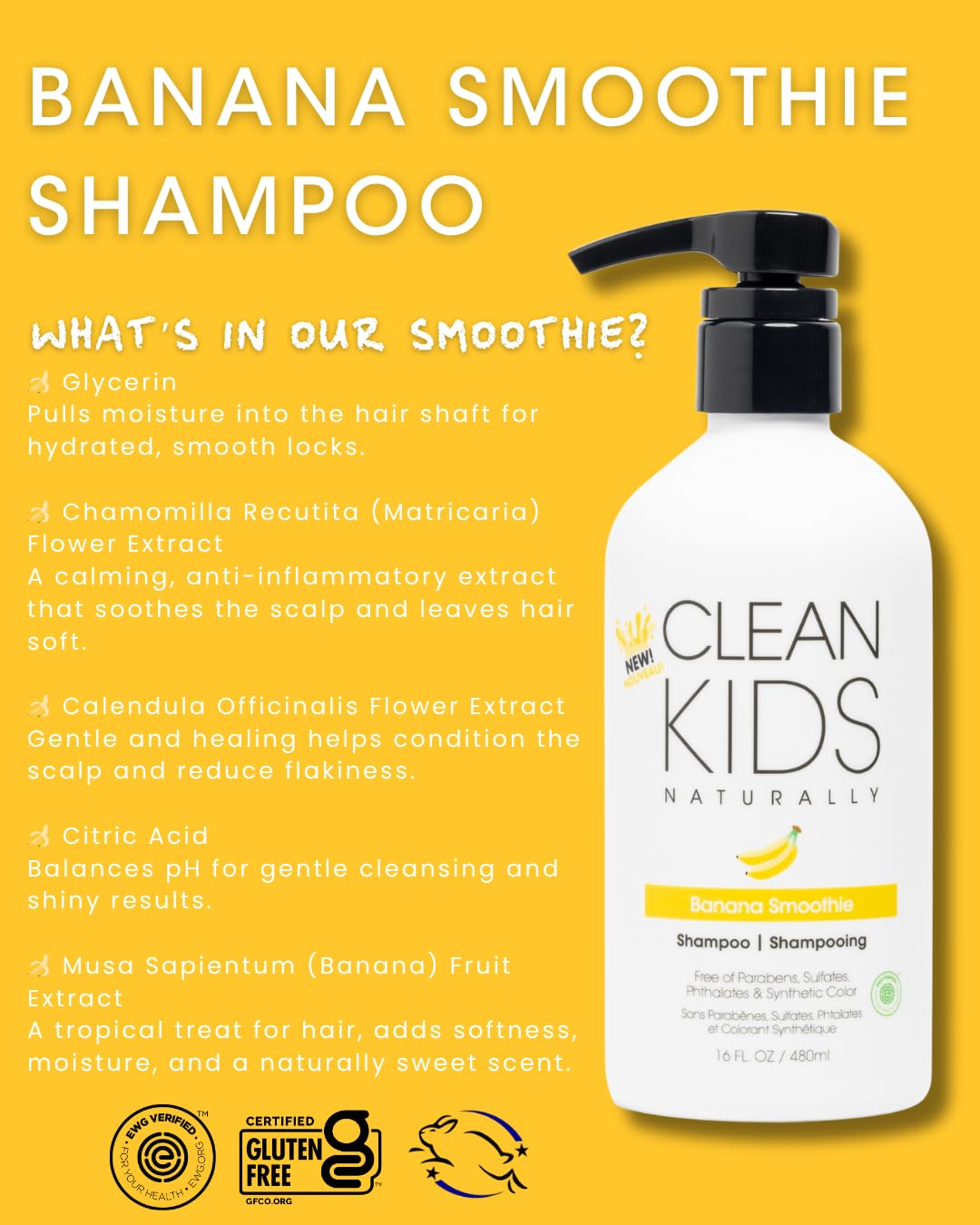 Clean Kids Naturally Tropical Shampoo – EWG Verified, Coconut-Free, Gluten-Free, Vegan, 16 oz