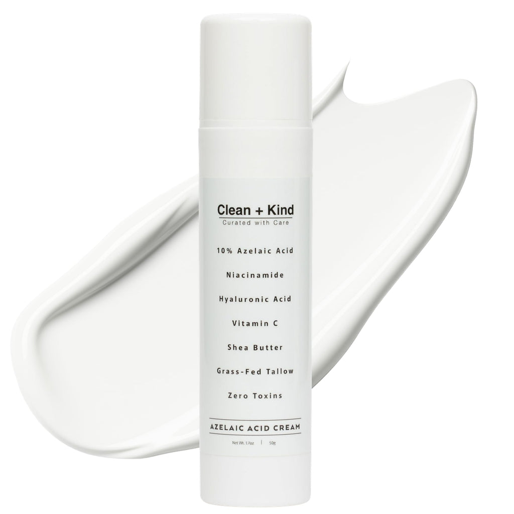 Clean + Kind Azelaic Acid 10% Cream – Niacinamide, Vitamin C & Hyaluronic Acid