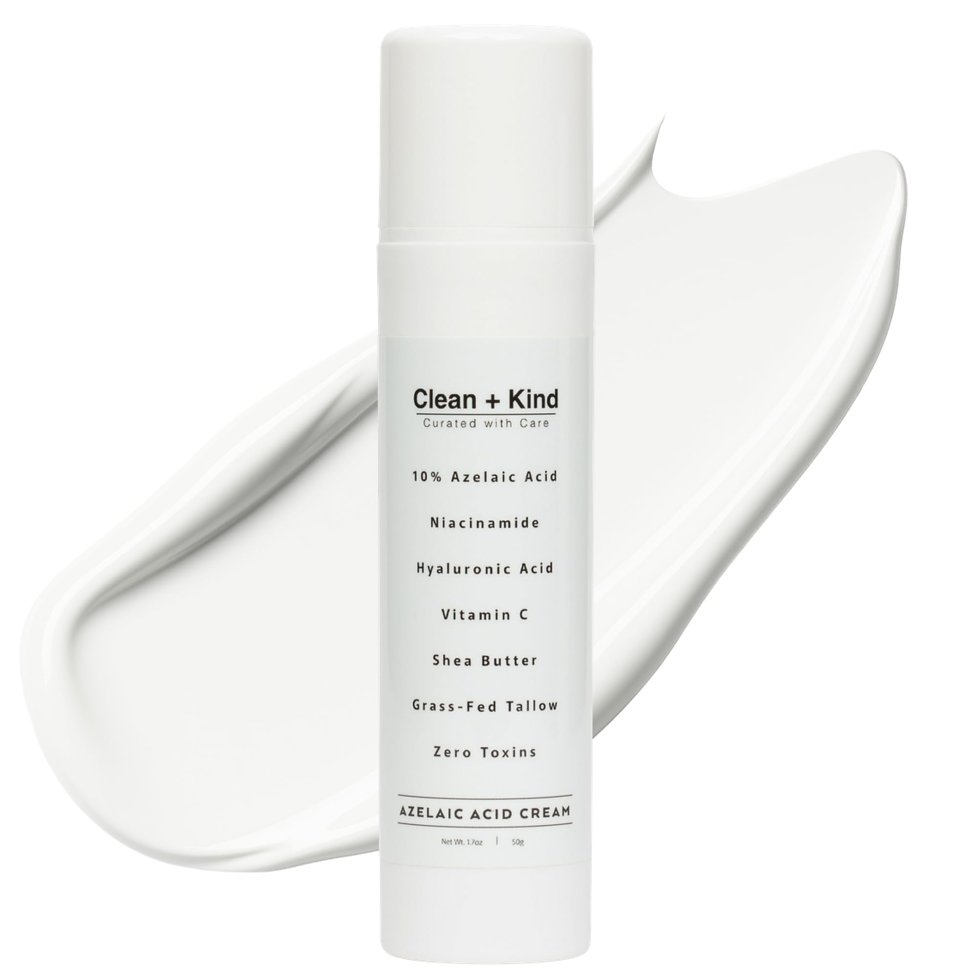 Clean + Kind Azelaic Acid 10% Cream – Niacinamide, Vitamin C & Hyaluronic Acid