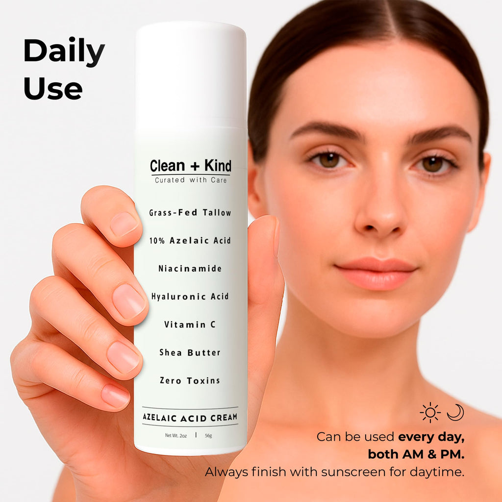 Clean + Kind Azelaic Acid 10% Cream – Niacinamide, Vitamin C & Hyaluronic Acid
