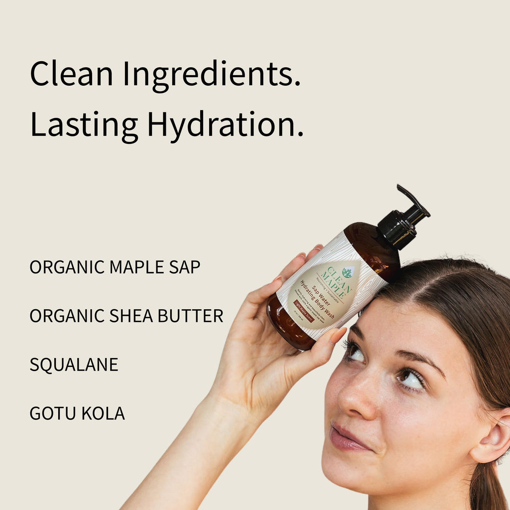 Clean Maple Sap Water Hydrating Body Wash – Light Maple Scent, Nourishing & Sustainable, 10 oz