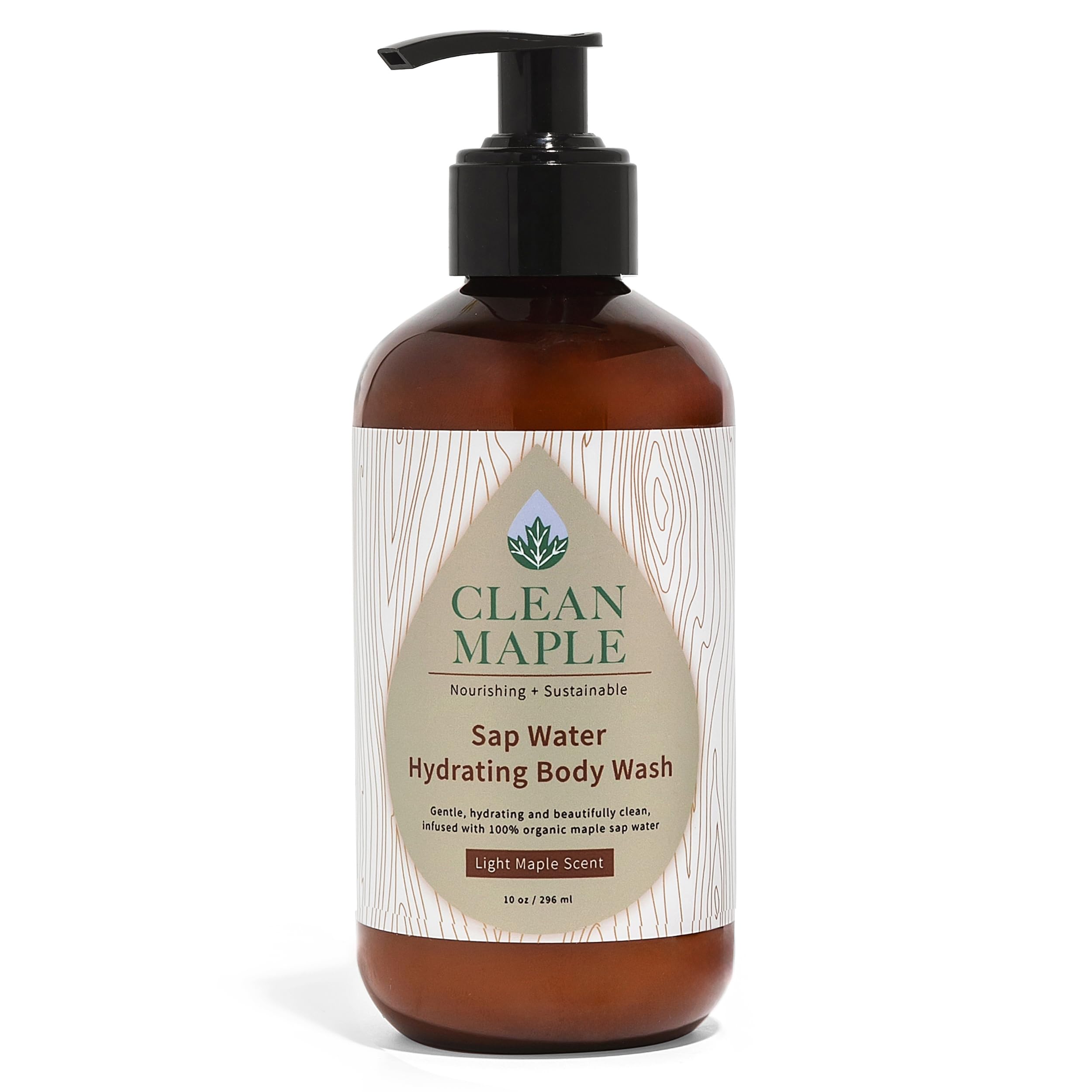 Clean Maple Sap Water Hydrating Body Wash – Light Maple Scent, Nourishing & Sustainable, 10 oz