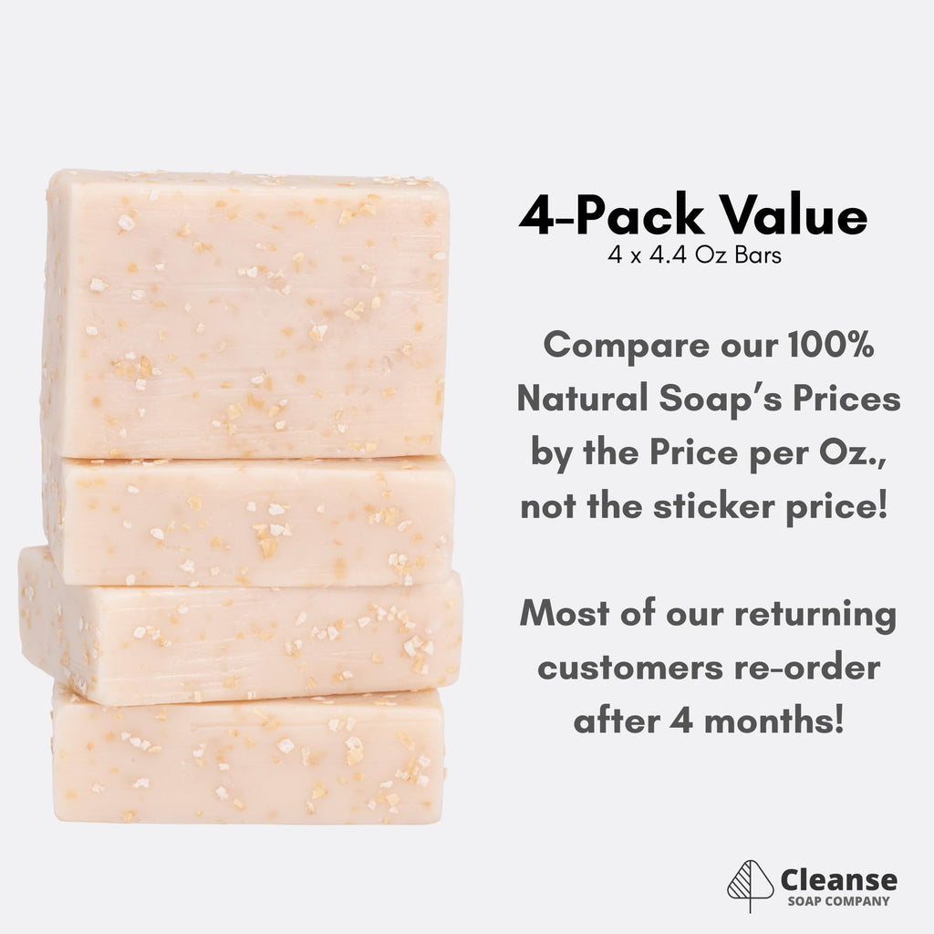 Cleanse Soap Company Oatmeal Bar for Itchy Skin & Eczema – Fragrance-Free Goat Milk & Honey Soap