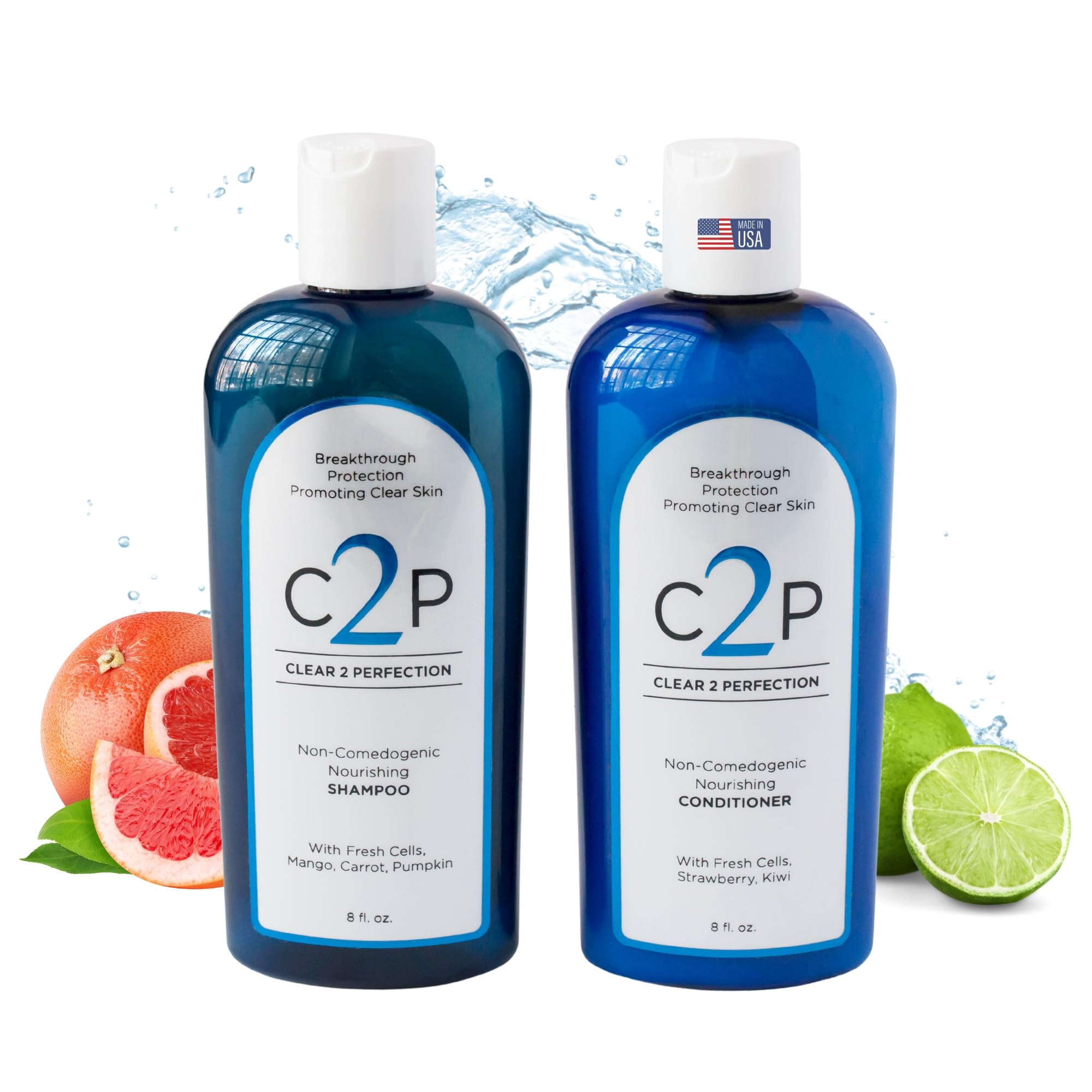 Clear 2 Perfection Non-Comedogenic & Sulfate-Free Shampoo & Conditioner Set for Acne-Prone Skin