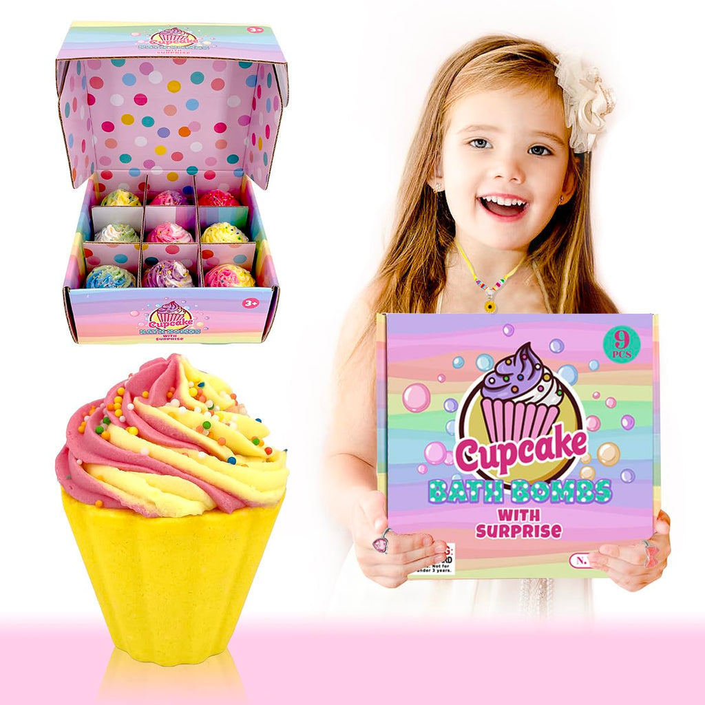 Clear and Fresh 9-Pack Cupcake Bath Bombs for Kids – Jewelry Inside