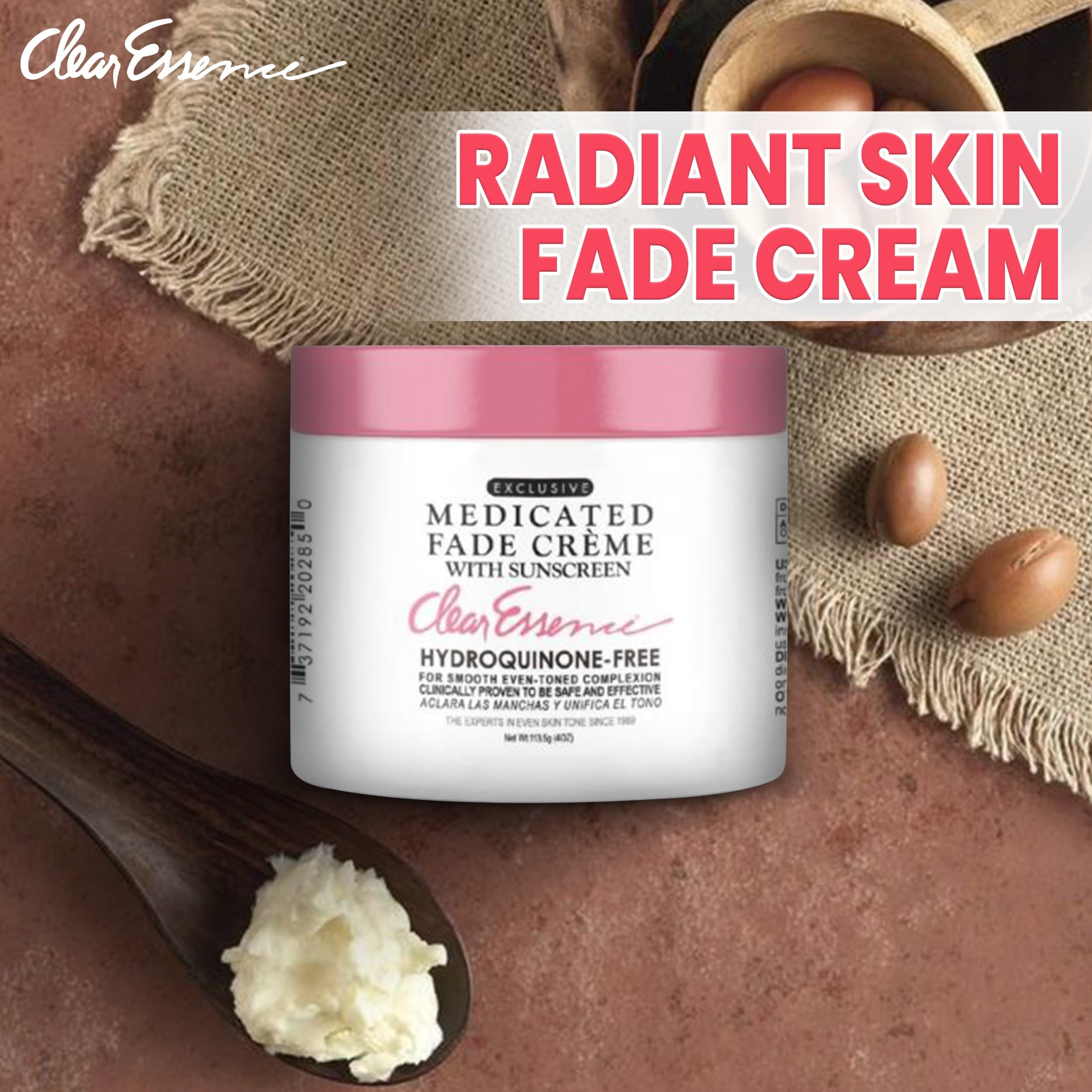 Clear Essence Exclusive Medicated Fade Creme with Sunscreen - Fade Cream for Dark Spots & Even Skin Tone | 4 Oz