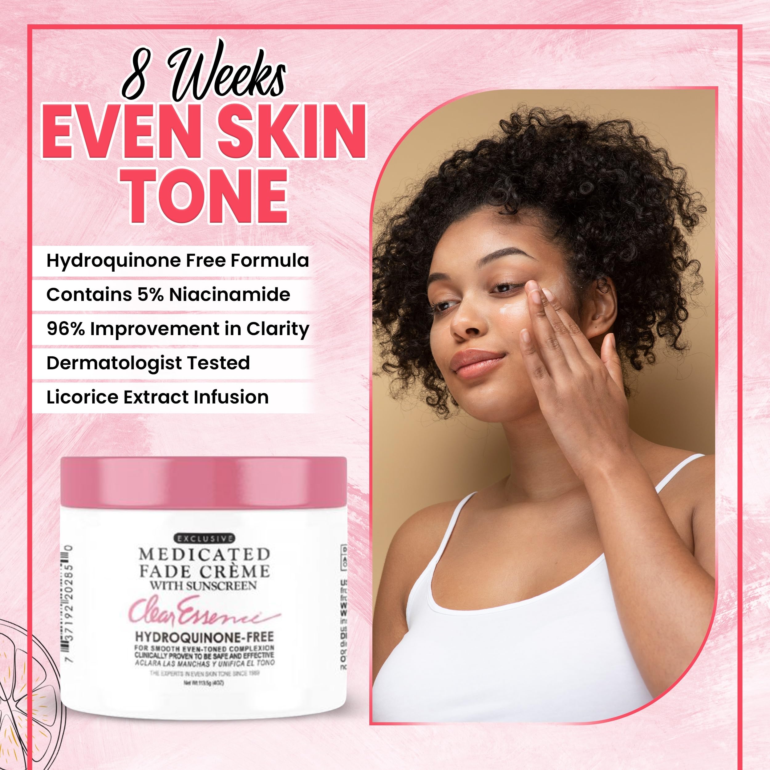 Clear Essence Exclusive Medicated Fade Creme with Sunscreen - Fade Cream for Dark Spots & Even Skin Tone | 4 Oz