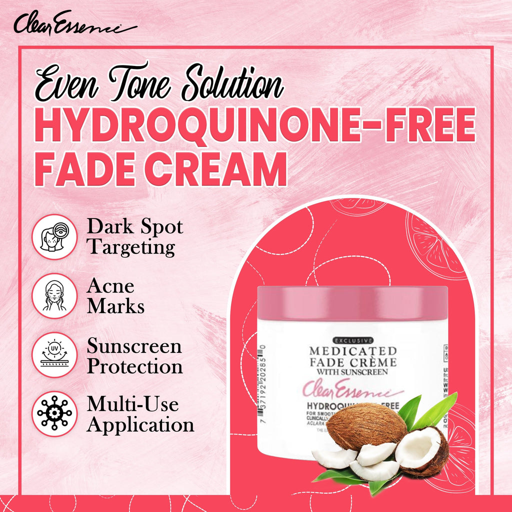 Clear Essence Exclusive Medicated Fade Creme with Sunscreen - Fade Cream for Dark Spots & Even Skin Tone | 4 Oz