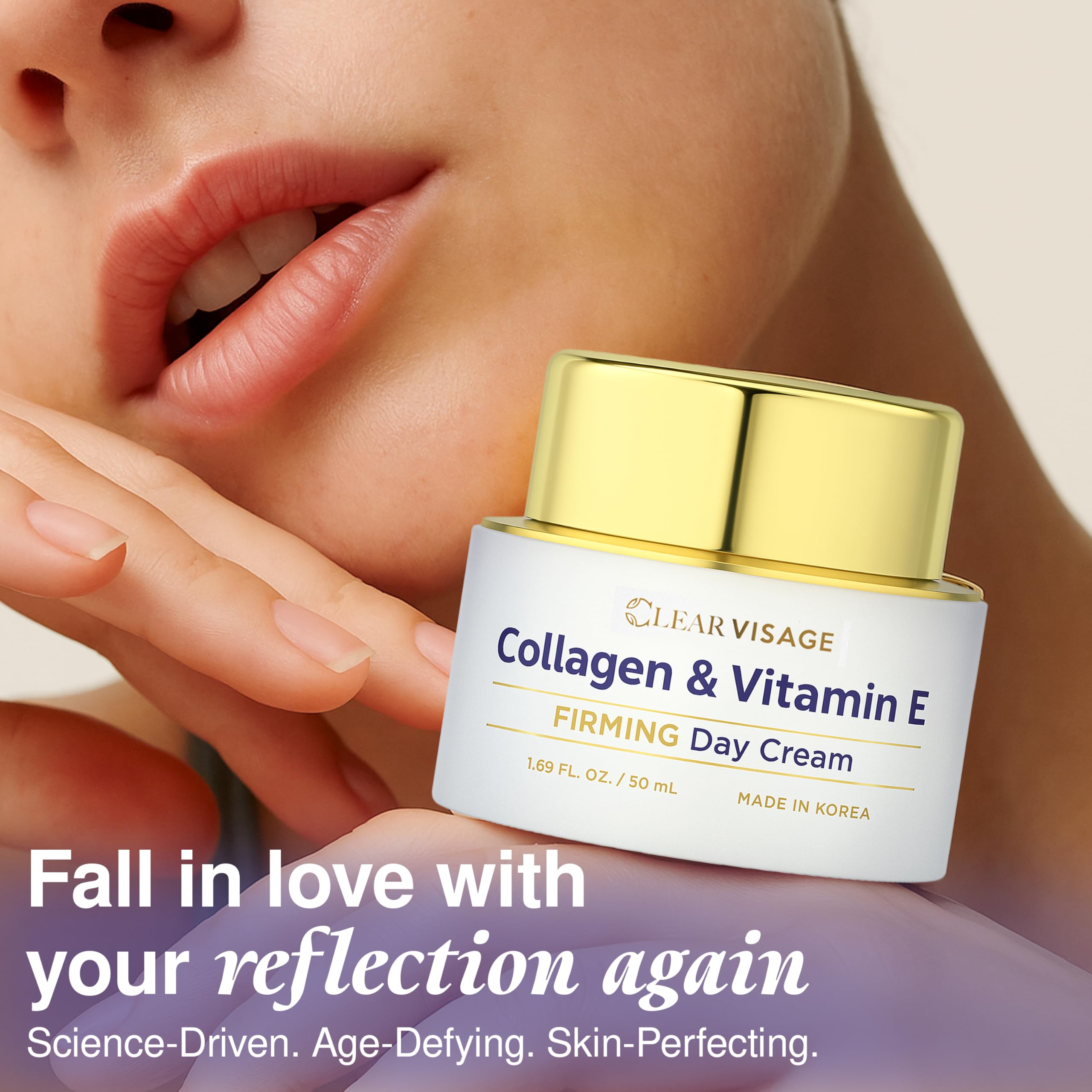 Clear Visage Collagen + Vitamin E Moisturizer – Dermatologist Tested, Vegan, Korean Skincare