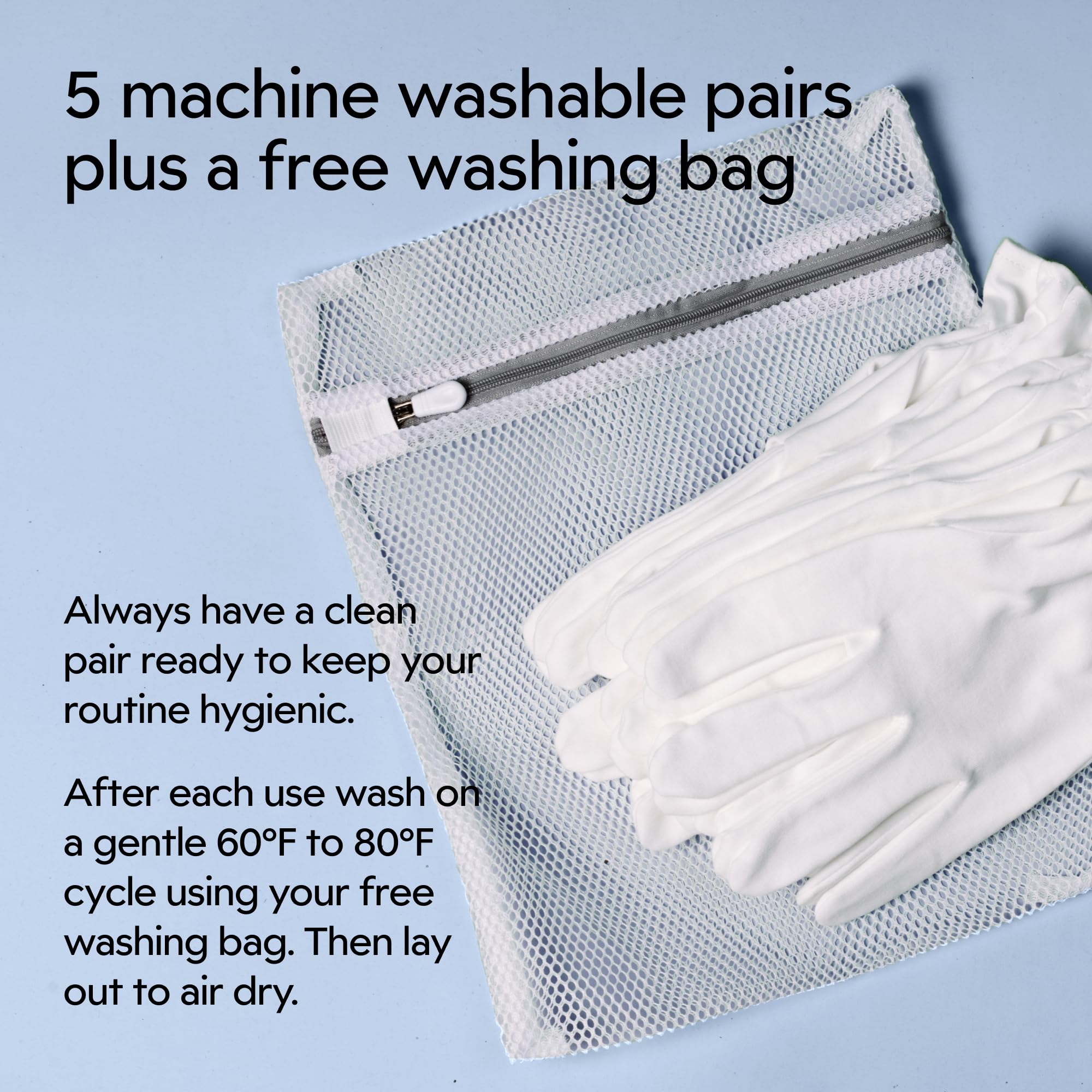Clearbody Organics Organic Cotton Gloves – 5 Pairs, Large White, Overnight Hydration & Moisturizing for Dry Hands
