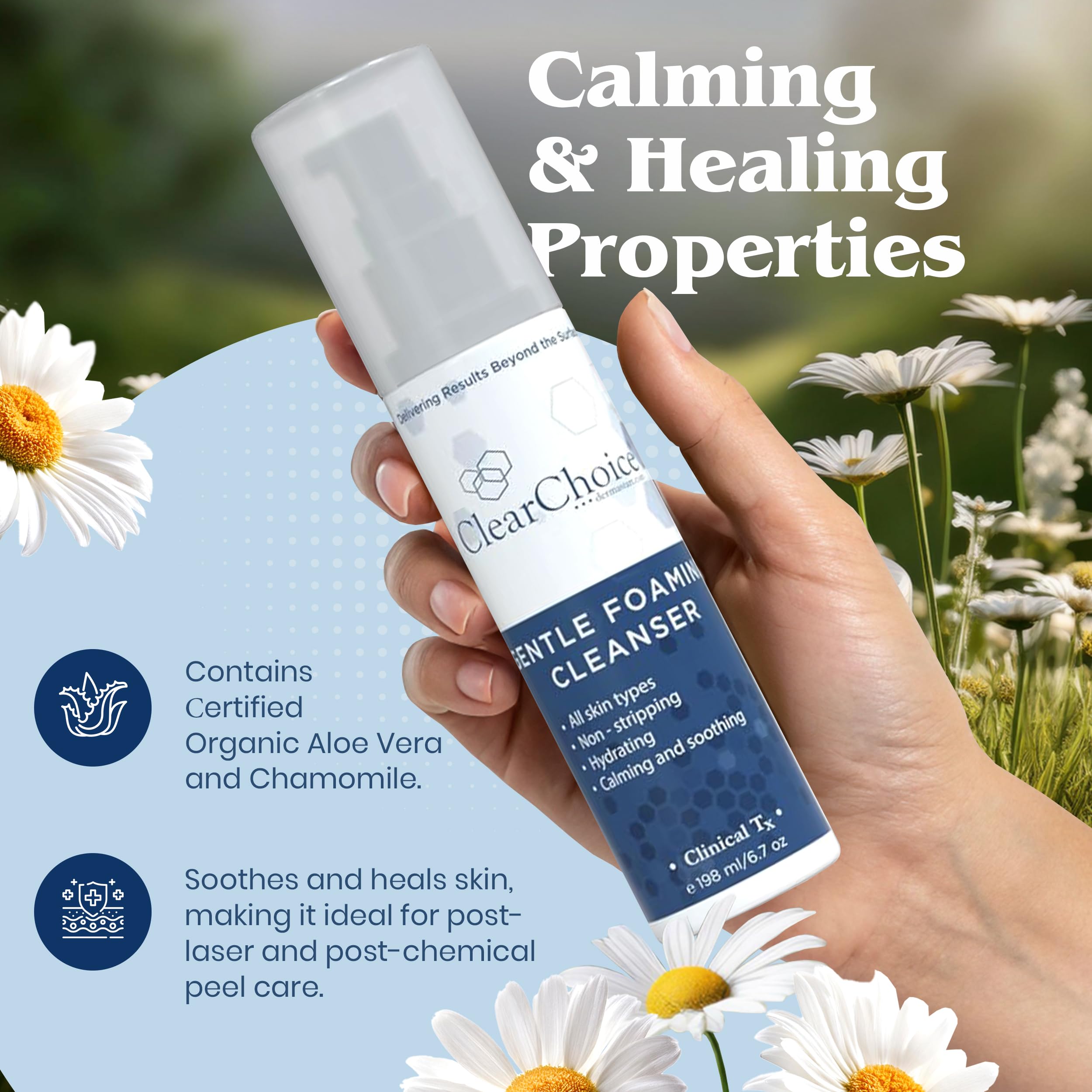 Clear Choice Gentle Foaming Cleanser 6.7oz – Soap-Free, SLS-Free Face Wash for Sensitive Skin