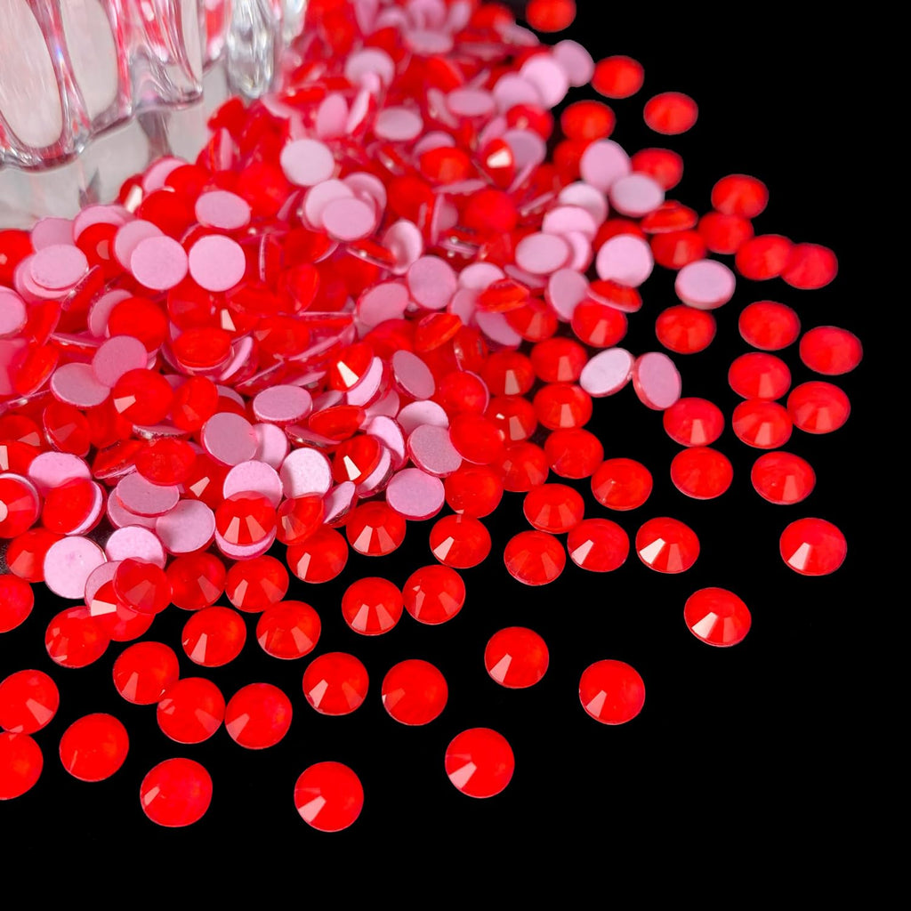 CLEKSPOYE Flatback Glass Rhinestones Neon Red SS20 – 1440pcs, Non-Hotfix for Crafts, Nails & Fashion