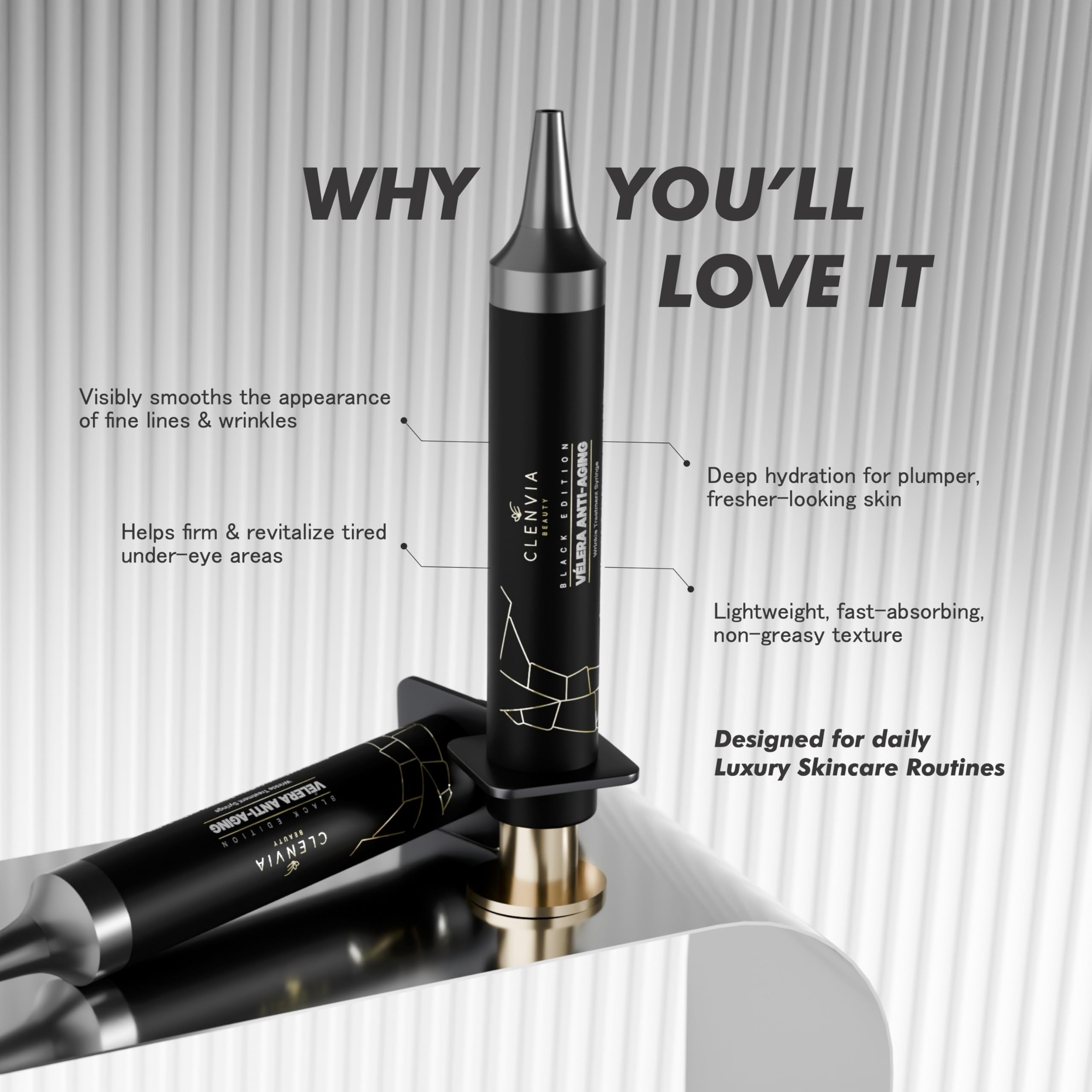 Vélera Black Edition Anti-Aging Syringe – CLENVIA Beauty | Firming & Smoothing 10ml