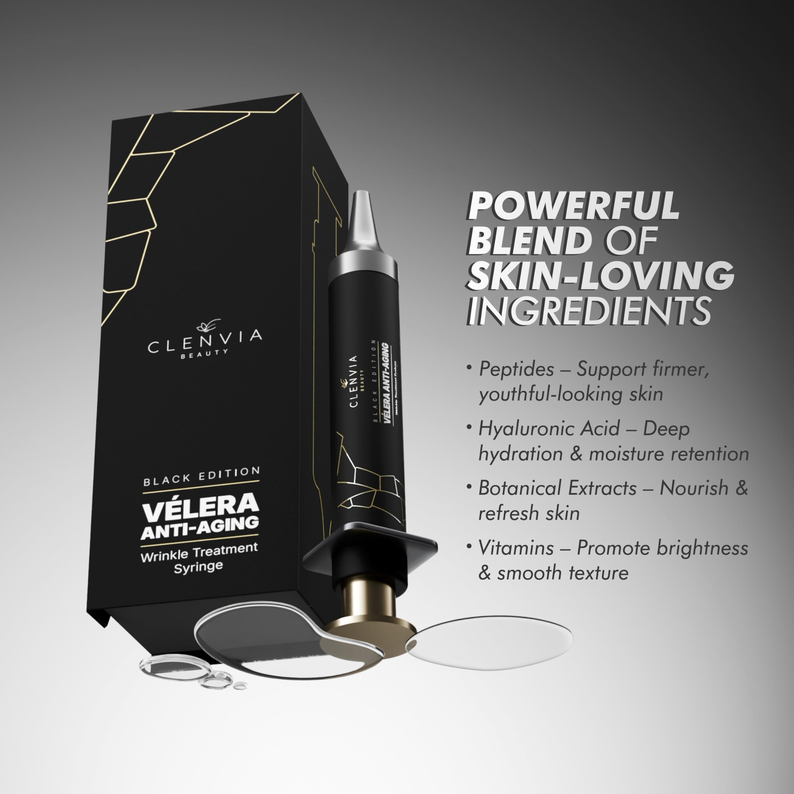 Vélera Black Edition Anti-Aging Syringe – CLENVIA Beauty | Firming & Smoothing 10ml