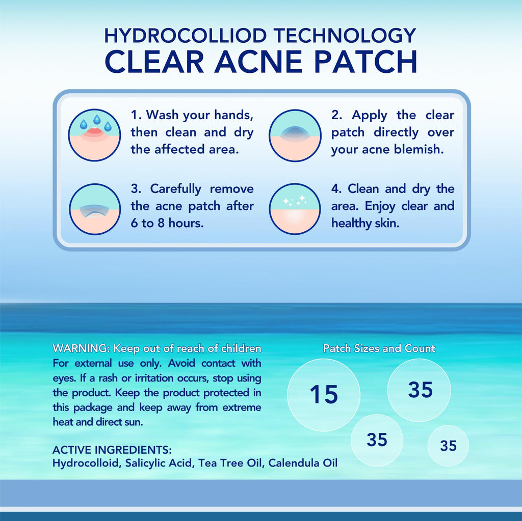 CLERZENA Clear Pimple Patches for Face – Hydrocolloid Acne Dots with Salicylic Acid, Tea Tree, Calendula