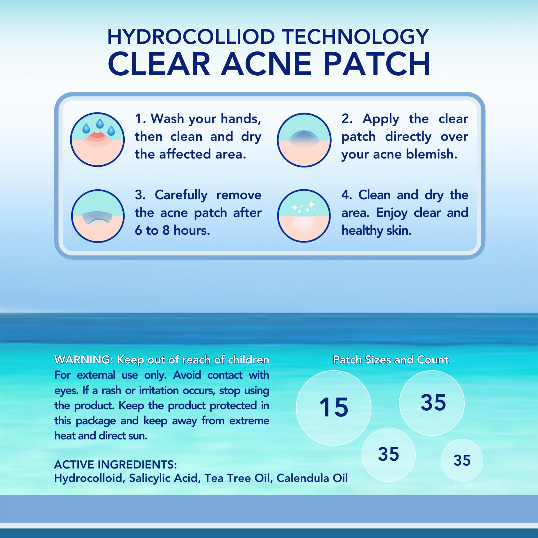 CLERZENA Clear Pimple Patches for Face – Hydrocolloid Acne Dots with Salicylic Acid, Tea Tree, Calendula