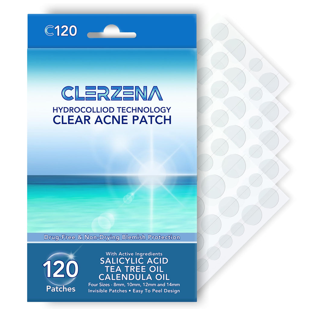 CLERZENA Clear Pimple Patches for Face – Hydrocolloid Acne Dots with Salicylic Acid, Tea Tree, Calendula