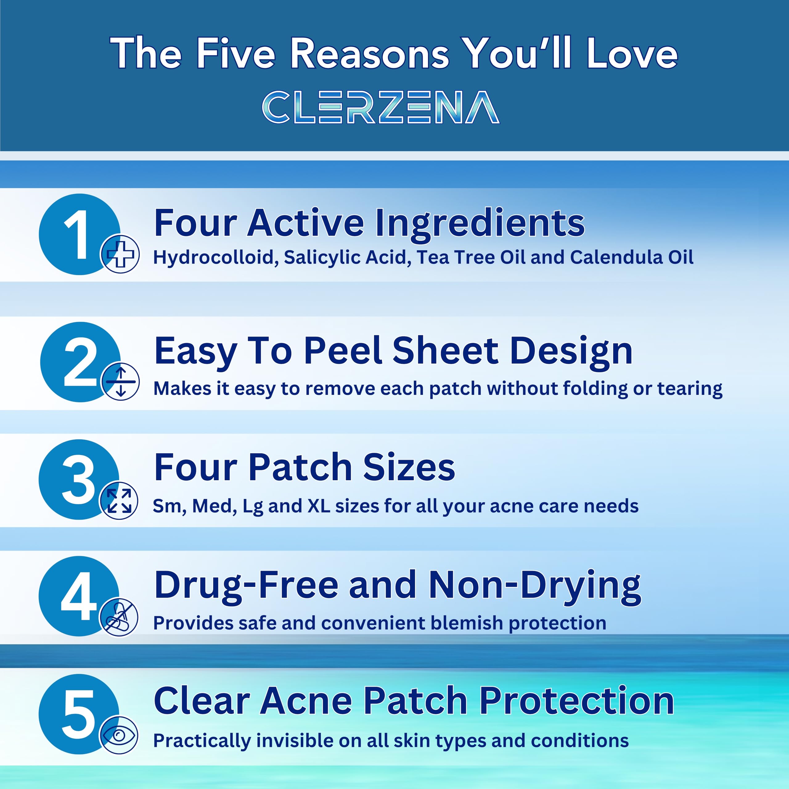 CLERZENA Clear Pimple Patches for Face – Hydrocolloid Acne Dots with Salicylic Acid, Tea Tree, Calendula