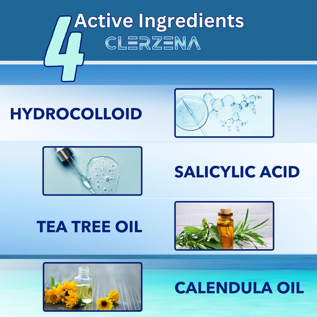 CLERZENA Clear Pimple Patches for Face – Hydrocolloid Acne Dots with Salicylic Acid, Tea Tree, Calendula