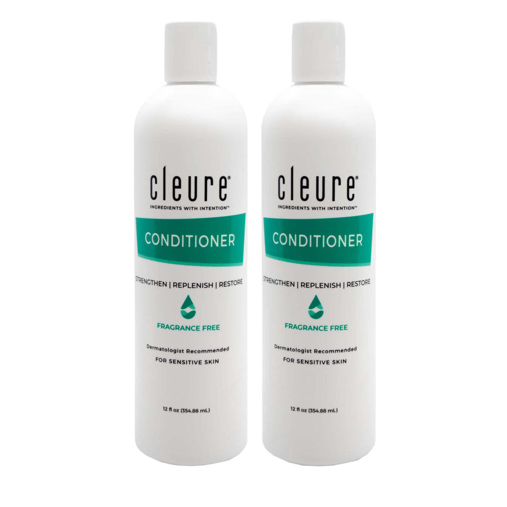 Cleure Hydrating Fragrance Free Conditioner – Hypoallergenic, SLS & Paraben Free, Unscented – Pack of 2 (12 fl oz)