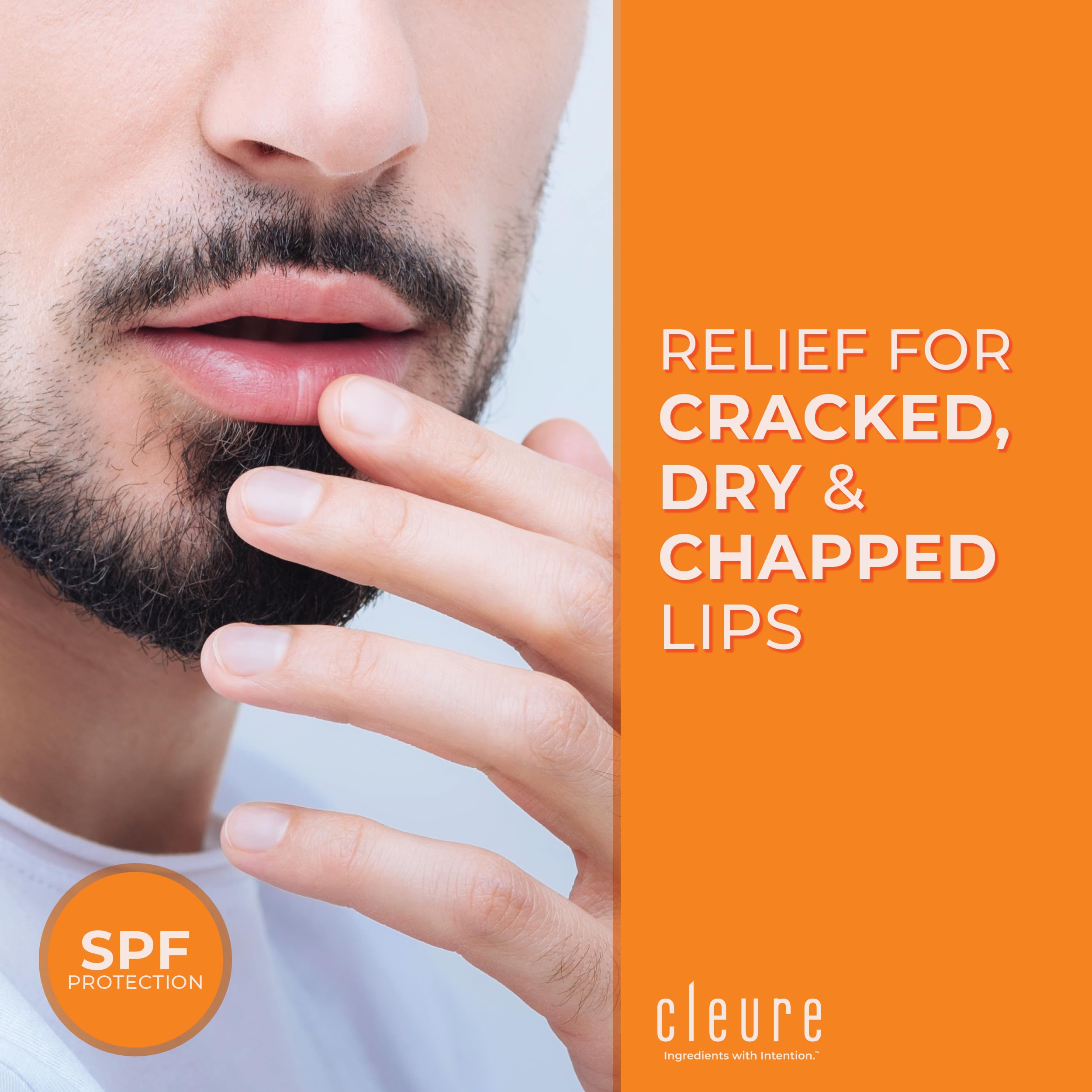 Cleure Organic All Natural Lip Balm — Fragrance Free, Paraben Free, Petroleum Free SPF Lip Balm (6 x .15 oz)
