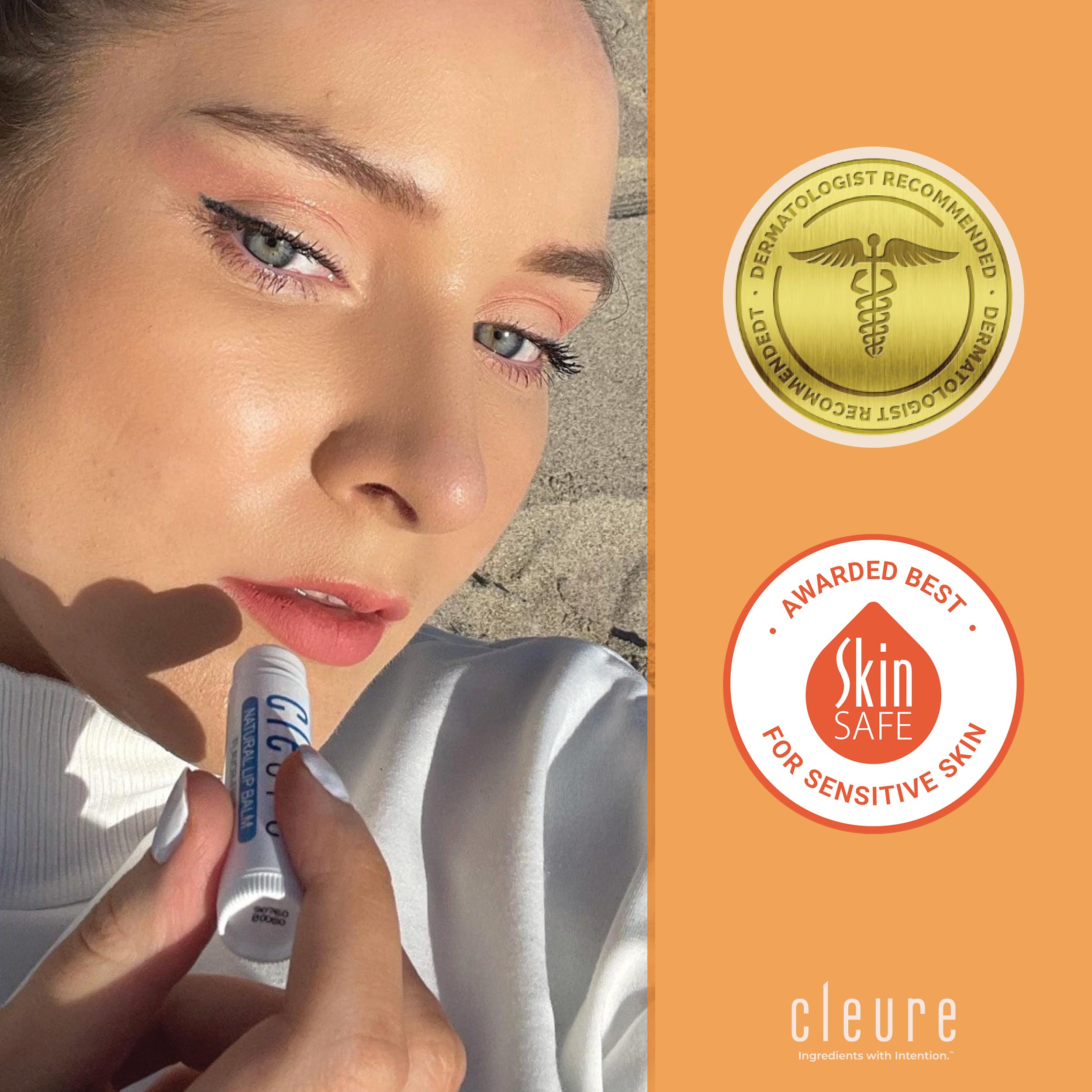 Cleure Organic All Natural Lip Balm — Fragrance Free, Paraben Free, Petroleum Free SPF Lip Balm (6 x .15 oz)
