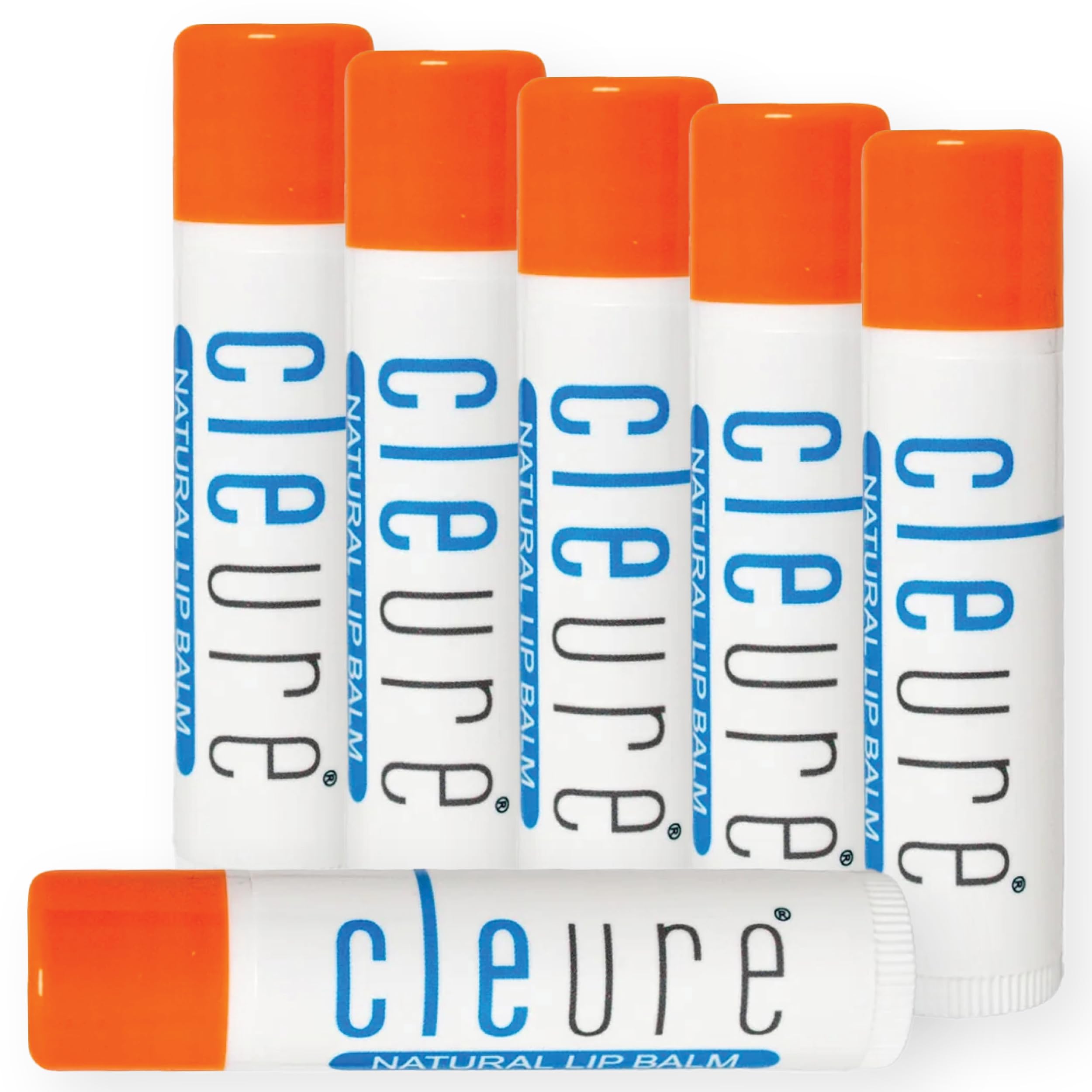 Cleure Organic All Natural Lip Balm — Fragrance Free, Paraben Free, Petroleum Free SPF Lip Balm (6 x .15 oz)