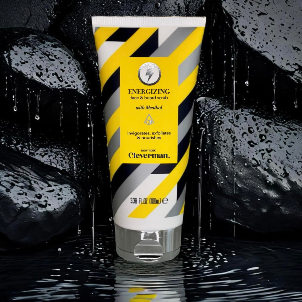 Cleverman Energizing Face & Beard Scrub for Men – Menthol-Infused, Exfoliating Cleanser 100ml