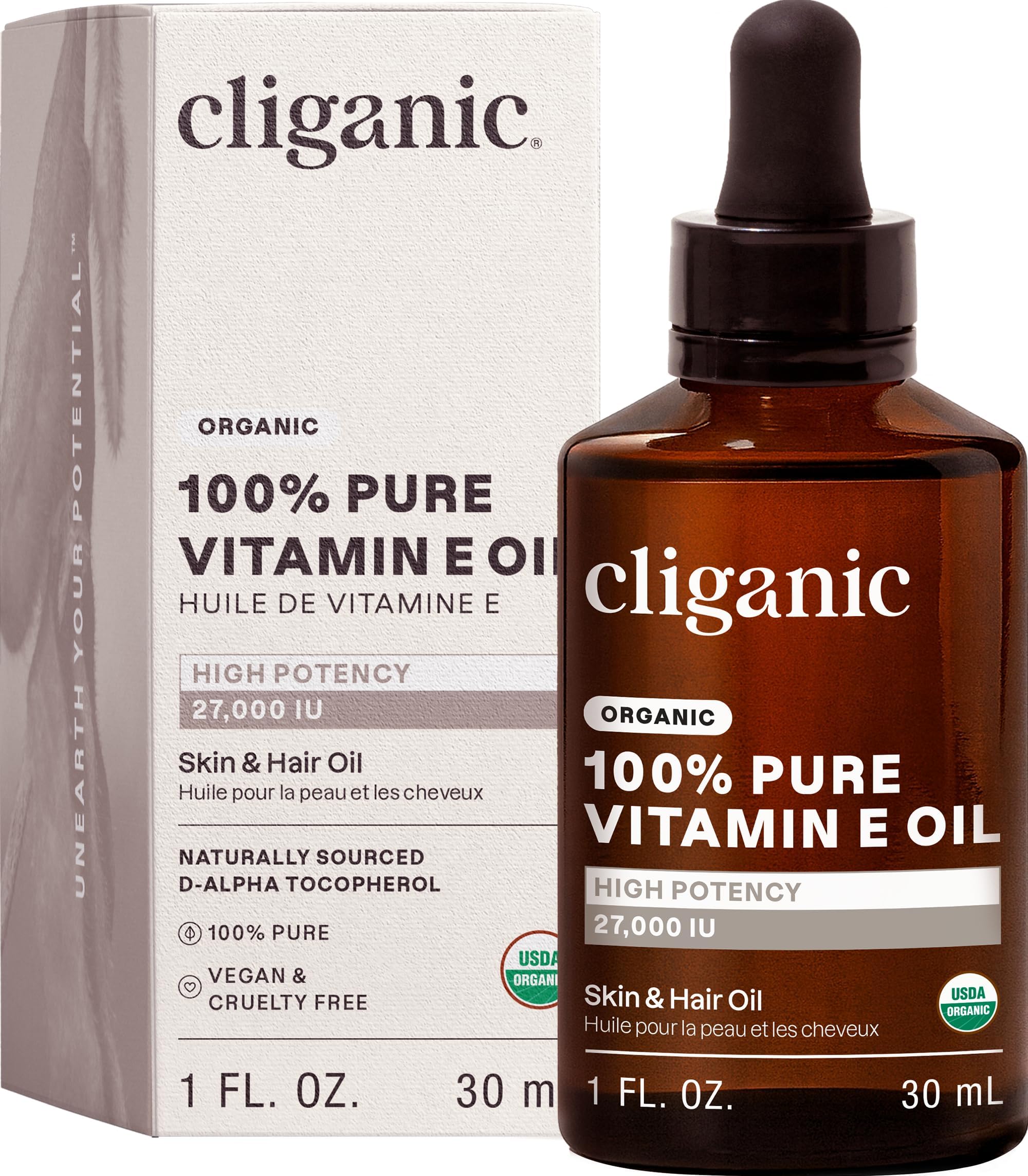 Cliganic Organic Vitamin E Oil 27,000 IU – Non-GMO, Pure D-Alpha Tocopherol
