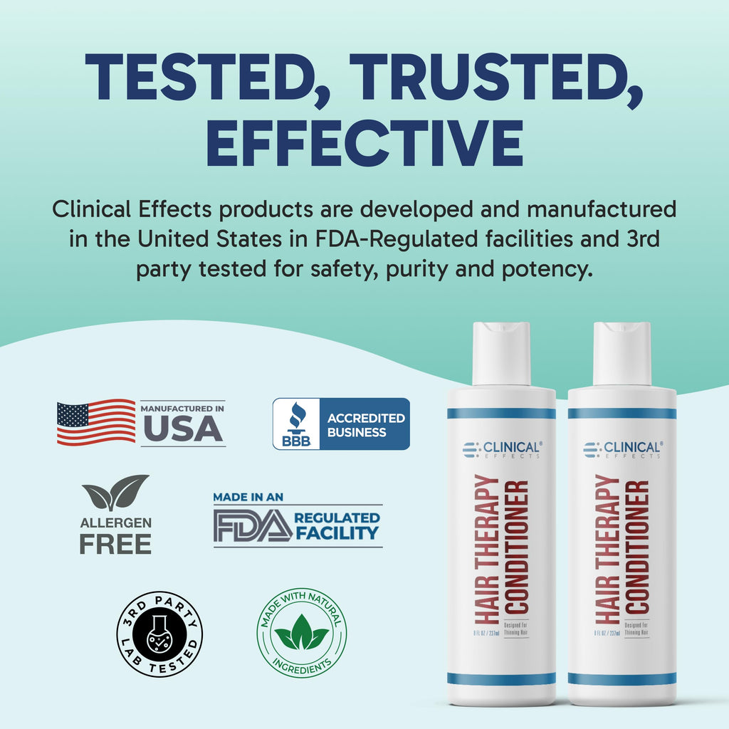 Clinical Effects Hair Therapy Conditioner – Deep Conditioning with Biotin, Saw Palmetto & Panthenol | For Men & Women | Made in USA | 8 fl oz