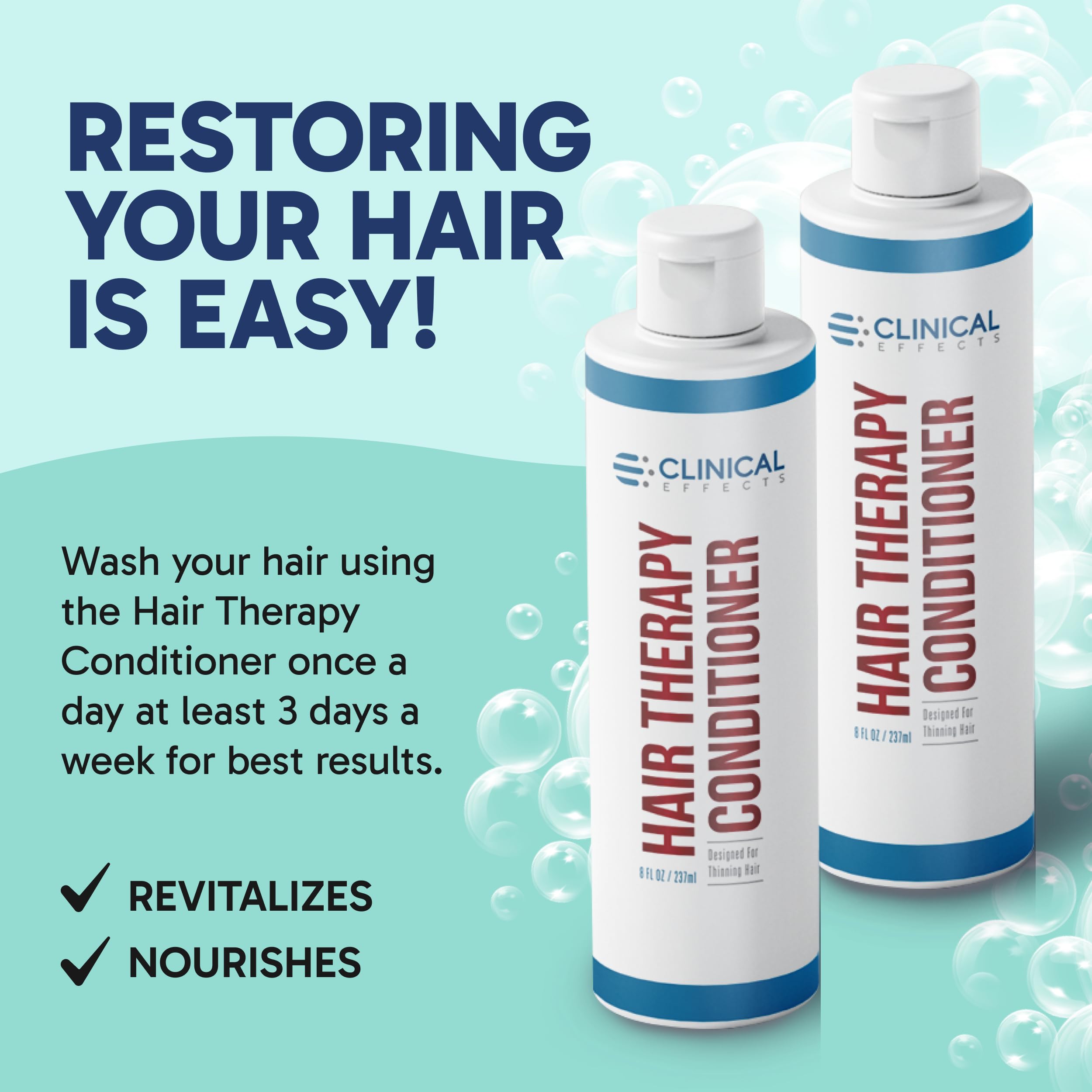 Clinical Effects Hair Therapy Conditioner – Deep Conditioning with Biotin, Saw Palmetto & Panthenol | For Men & Women | Made in USA | 8 fl oz
