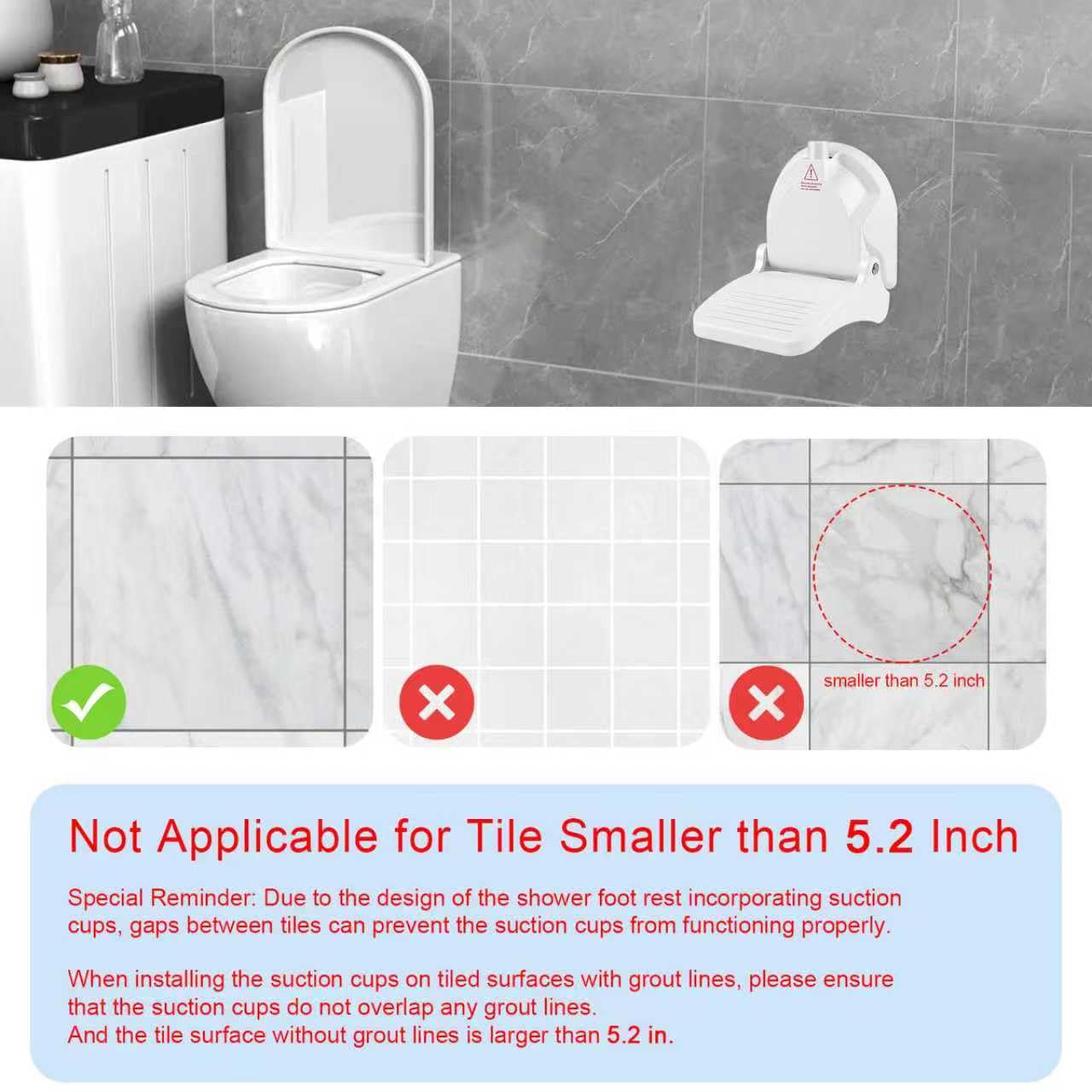 CLIO Foldable Shower Foot Rest with Suction Cup – Anti-Slip, No-Drill Install
