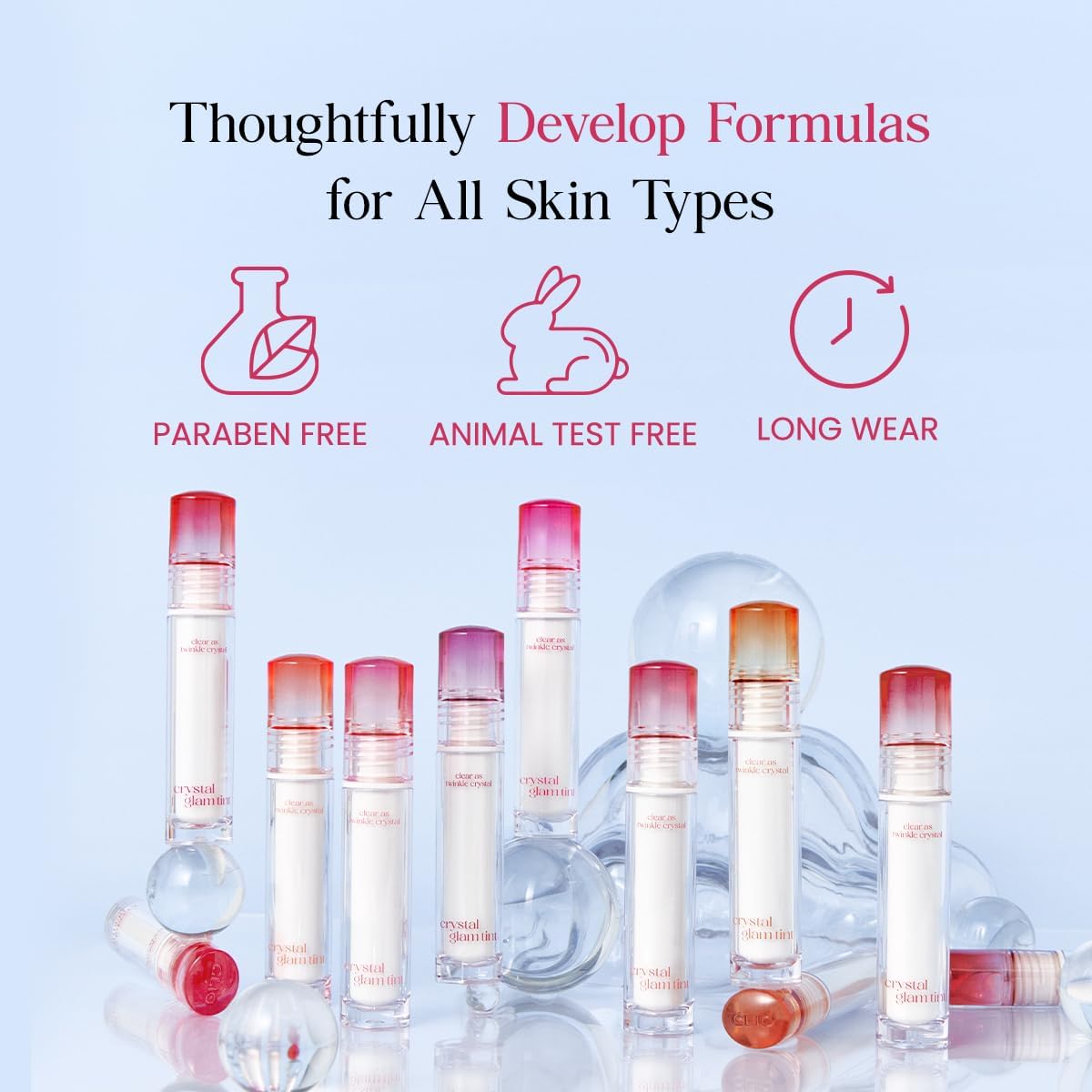 CLIO CRYSTAL GLAM TINT 009 Bare Peach – Glossy, Lightweight Lip Tint