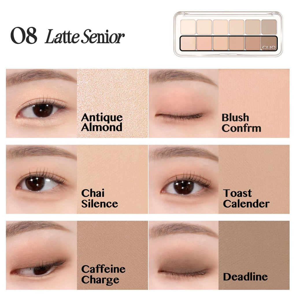 CLIO PRO EYE PALETTE AIR (08 LATTE SENIOR) – All-In-One Eye Shadow Palette